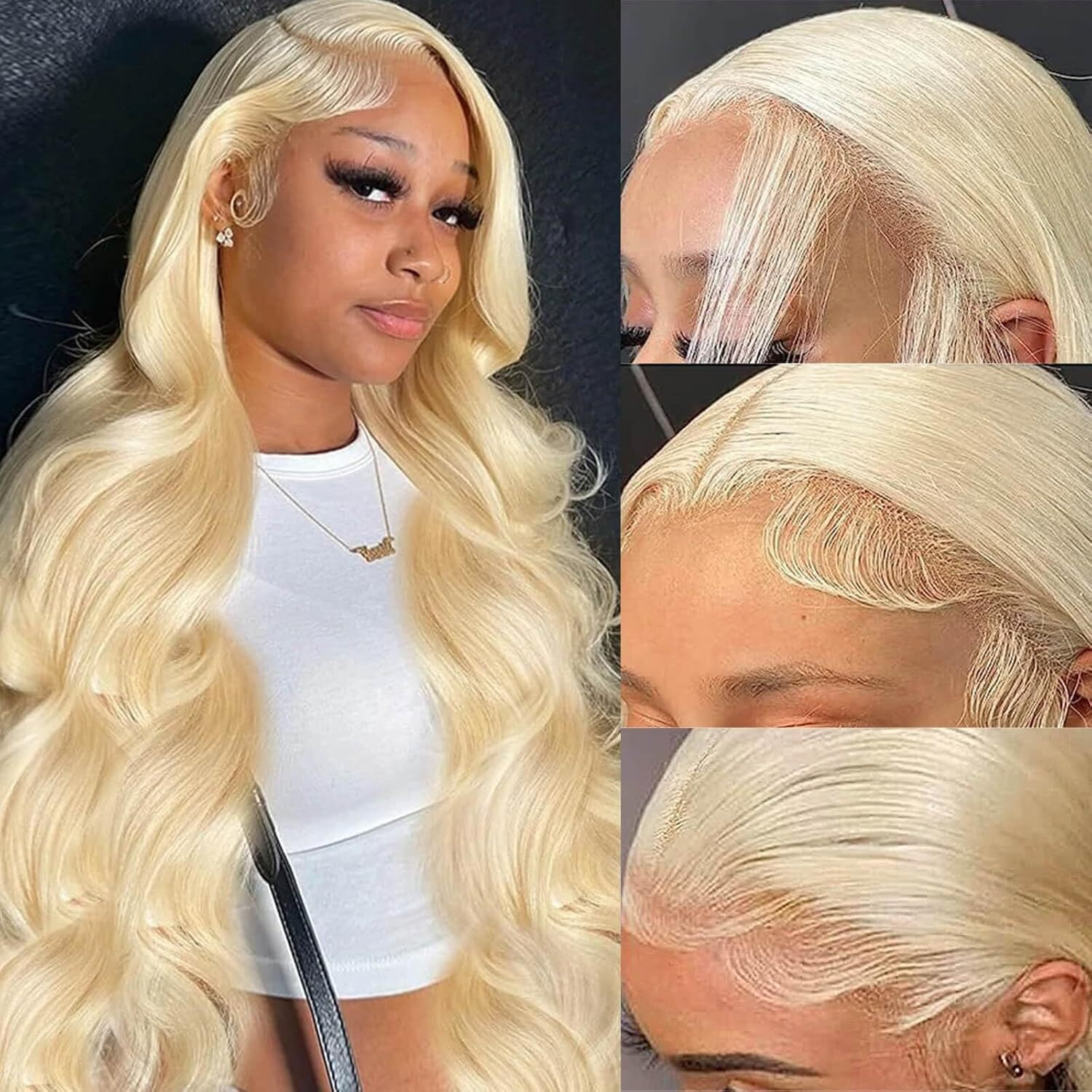 Koiaskral 613 13X6 Lace Front Wig Human Hair 613 Hd Lace Frontal Wig 13X6 200% Density Body Wave Blonde Lace Front Wigs Human Hair Pre Plucked With Baby Hair(40 Inch, 613 13X6 Body Wave)