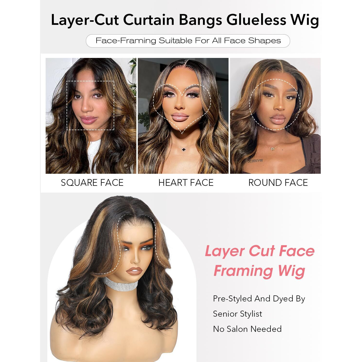 Curtain Bangs Face-Framing Bob Wig Human Hair 1B/30 Highlight Glueless Wigs Human Hair Pre Plucked Pre Cut 9X6 Hd Lace 200 Density Ombre Loose Body Wave Ready To Wear Closure Wigs For Women 14 Inch