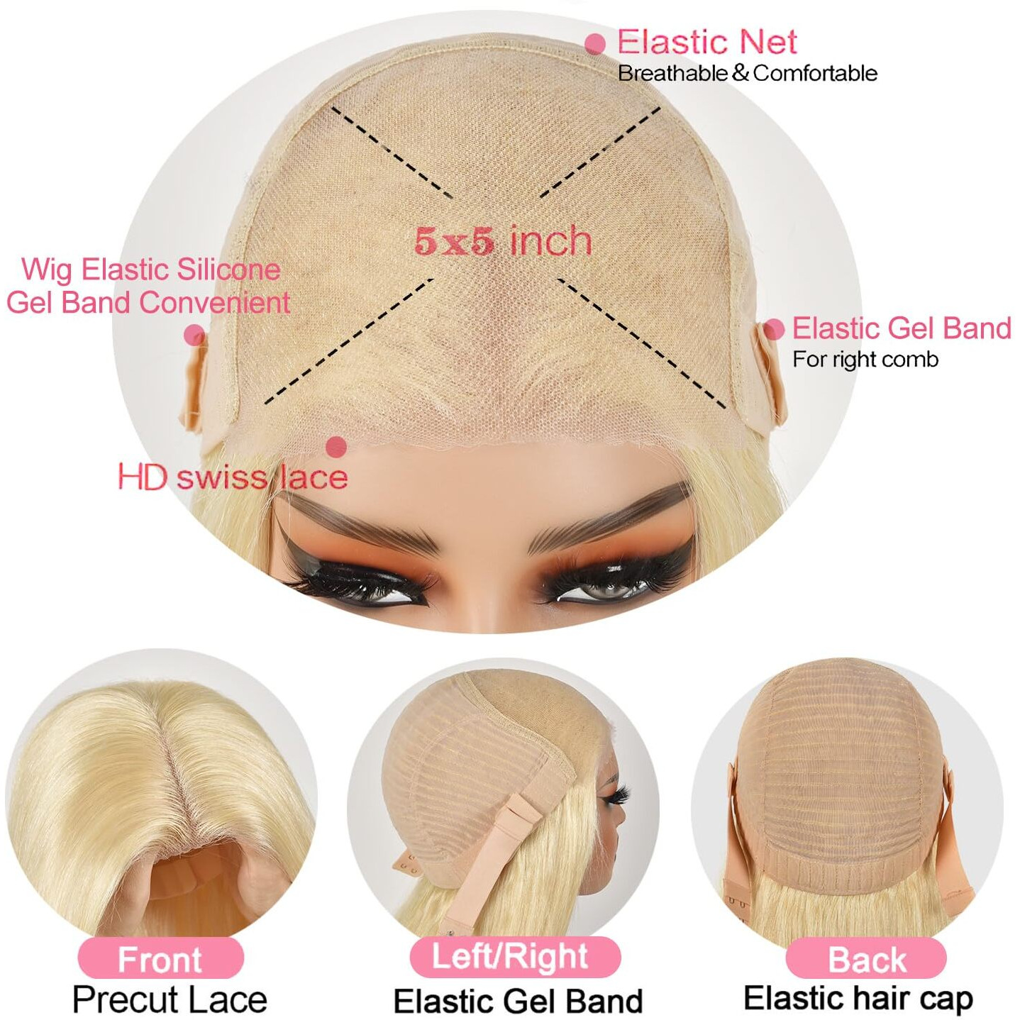 Shengcai 613 Lace Front Wig Human Hair Body Wave 613 5X5 Hd Lace Closure Wig Wear And Go Glueless Wig 200 Density Blonde Lace Front Wigs Human Hair Pre Plucked With Baby Hair 38 Inch