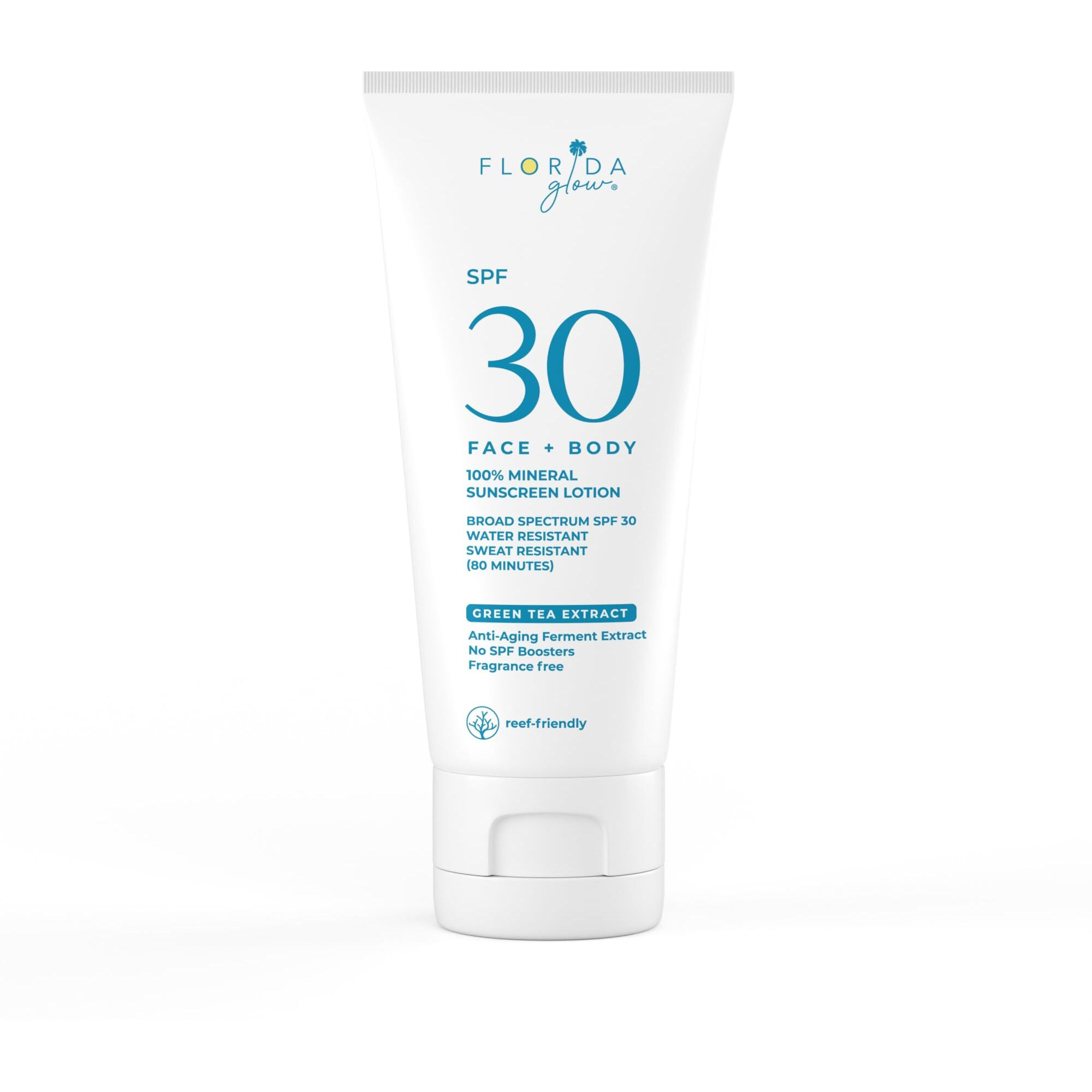 Florida Glow Mineral Sunscreen Spf 30 For Face & Body - Lightweight Zinc Oxide Sunscreen, Broad-Spectrum Uva/Uvb Protection, Water-Resistant (80 Min), Fragrance-Free, Travel Size, 3 Oz