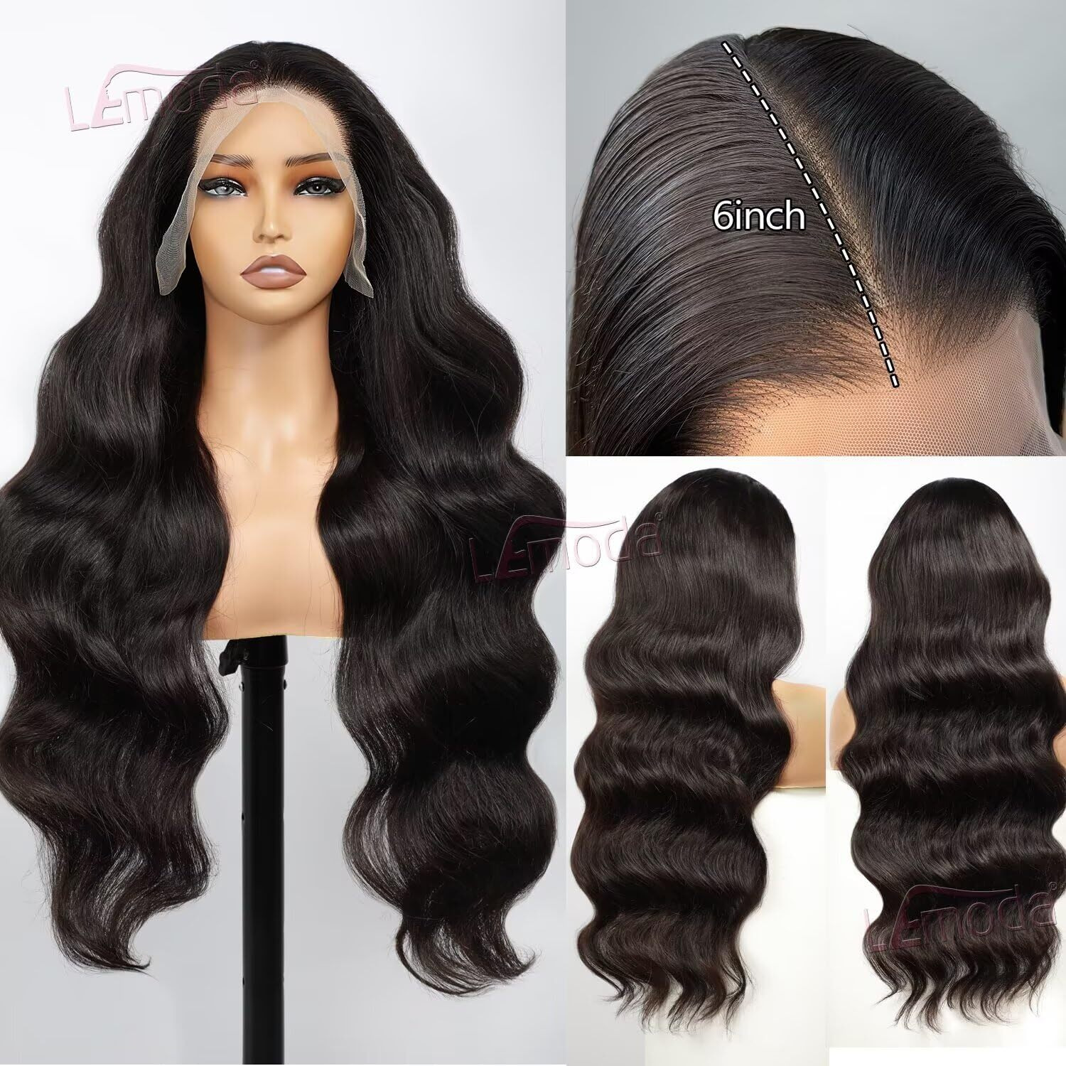 Lemoda 15A 13X6 Body Wave Lace Front Wigs Human Hair 210% Density Hd Transparent Lace Wig Brazilian 13X6 Body Wave Wig Human Hair For Black Women Natural Color 26 Inch
