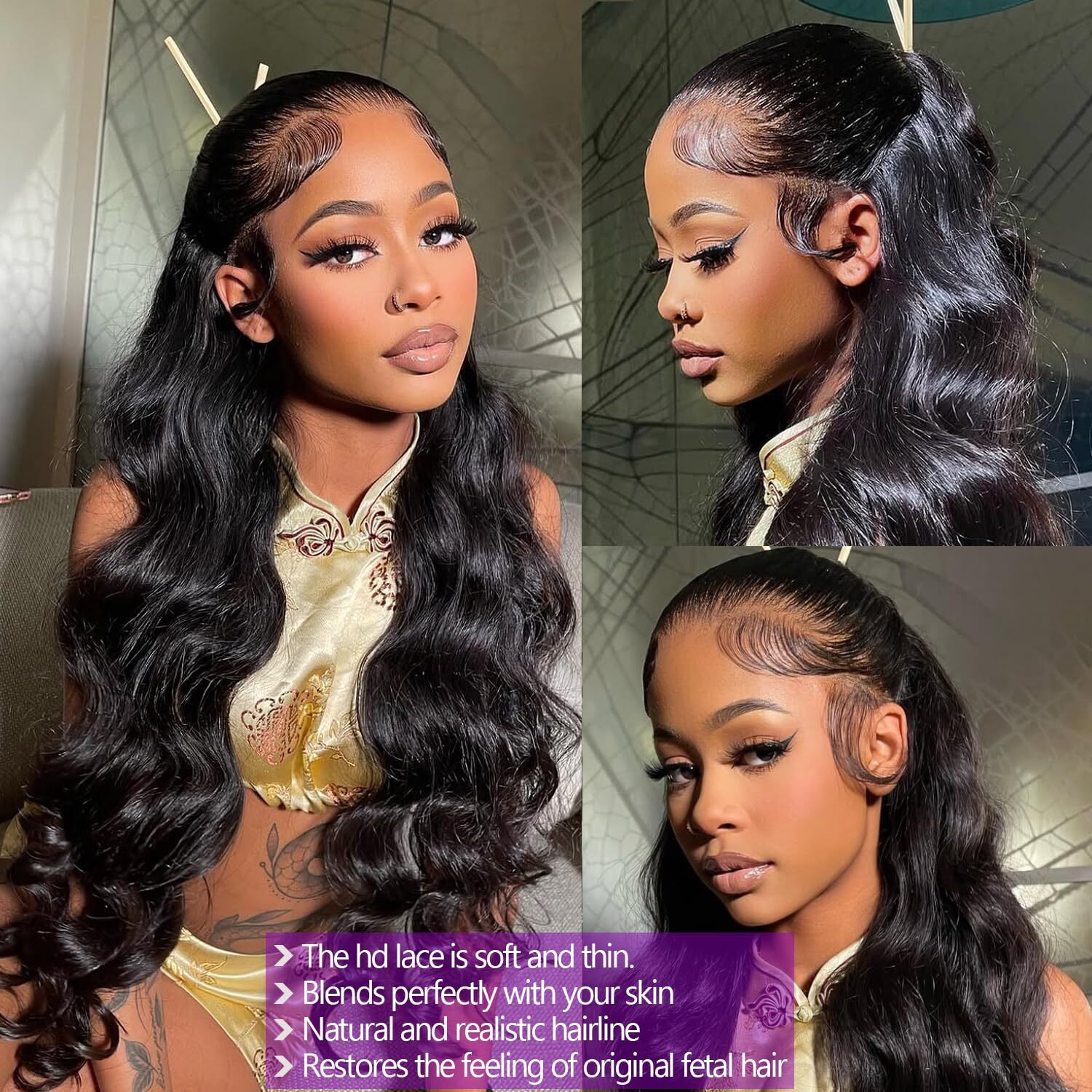 Lemoda 15A 13X6 Body Wave Lace Front Wigs Human Hair 210% Density Hd Transparent Lace Wig Brazilian 13X6 Body Wave Wig Human Hair For Black Women Natural Color 26 Inch