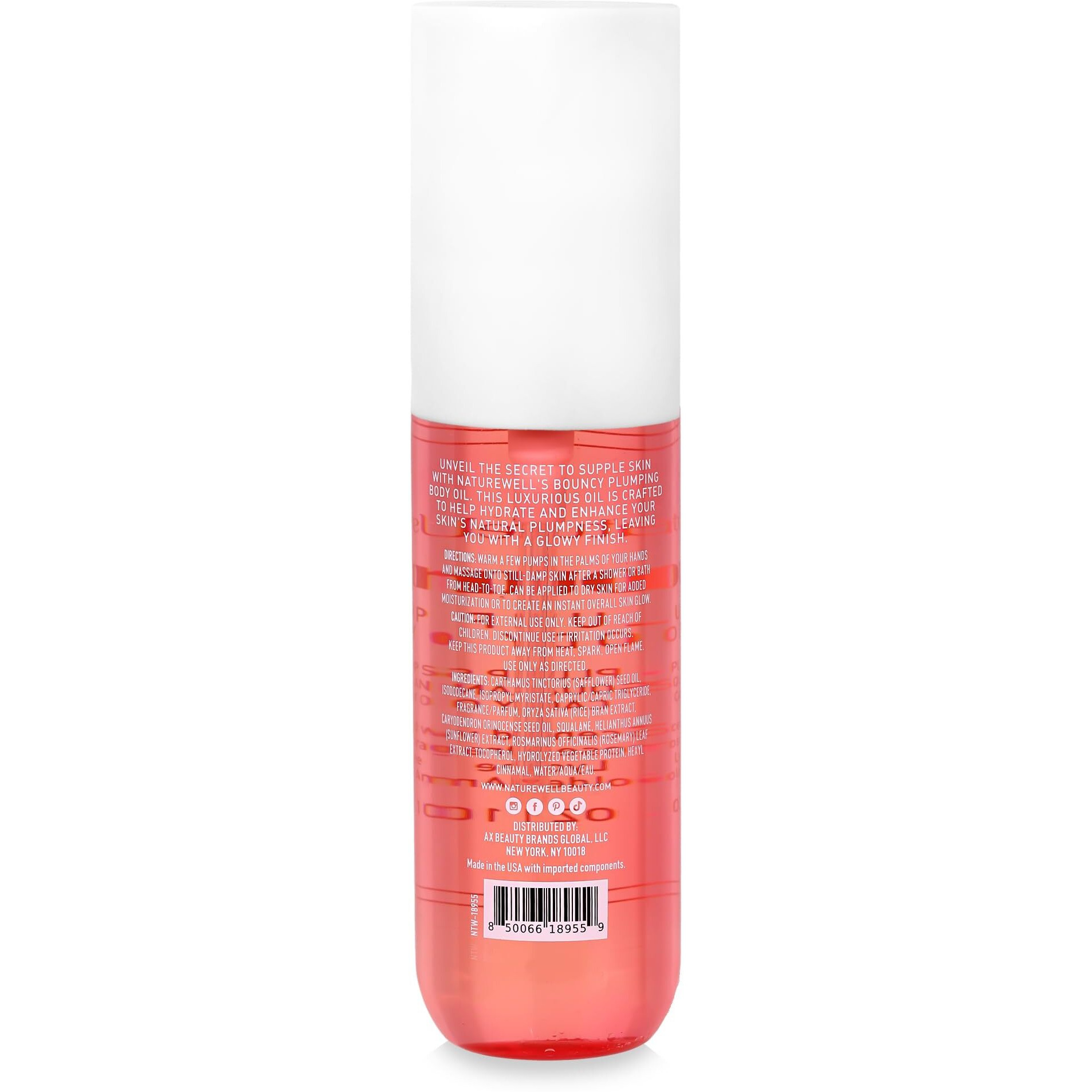 Nature Well Bouncy Plumping Body Oil, Fast-Absorbing Formula Designed To Support Skin Elasticity, Smoothness, & Bounce, Scented With Tuberose, Dragonfruit, Lychee &Golden Amber, 3.4 Oz