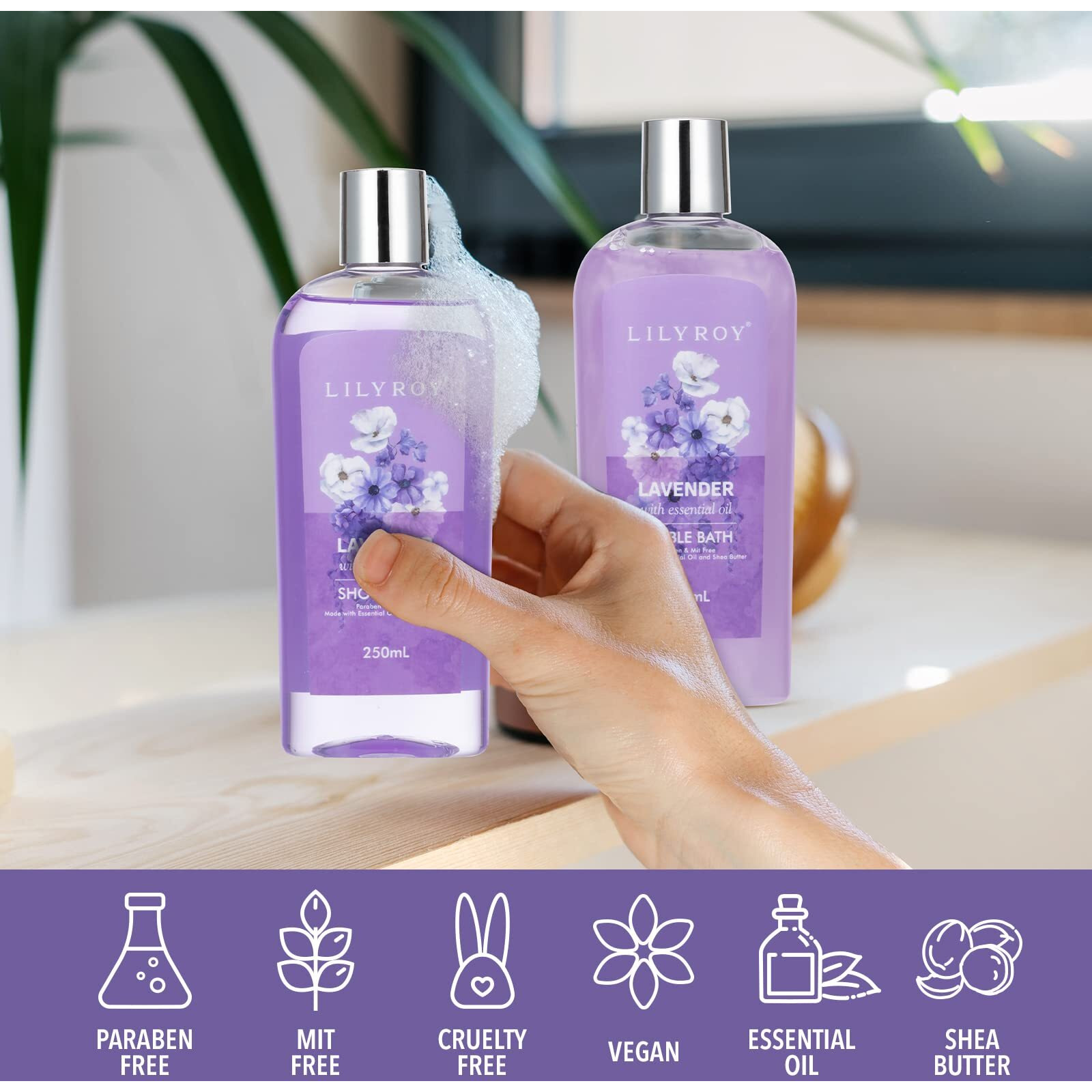 Mothers Day Gifts For Mom - 8 Pcs Lavender Bath & Body Gift Set For Women, Spa Gift Basket With Bath Bomb | Christmas, Birthday Gifts, Self Care & Pampering Gifts For Her, All Occasion Holiday Present