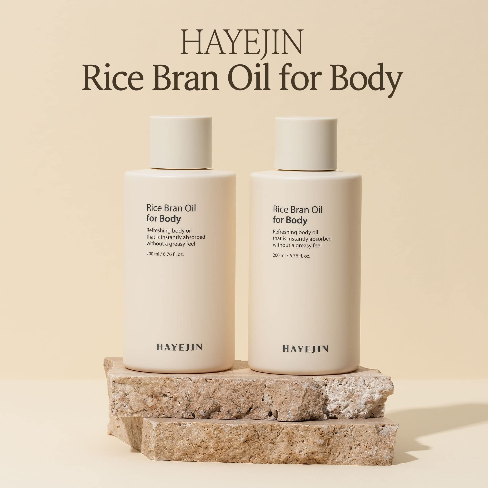 Hayejin Hydrating Rice Bran Body Oil - Gluten Free W/Hypoallergenic Formula Essential Oil Body Oil Massage Korean Moisturizer - Body Skin Care Products For Dry & Sensitive Skin (200 Ml, 6.76 Fl Oz)