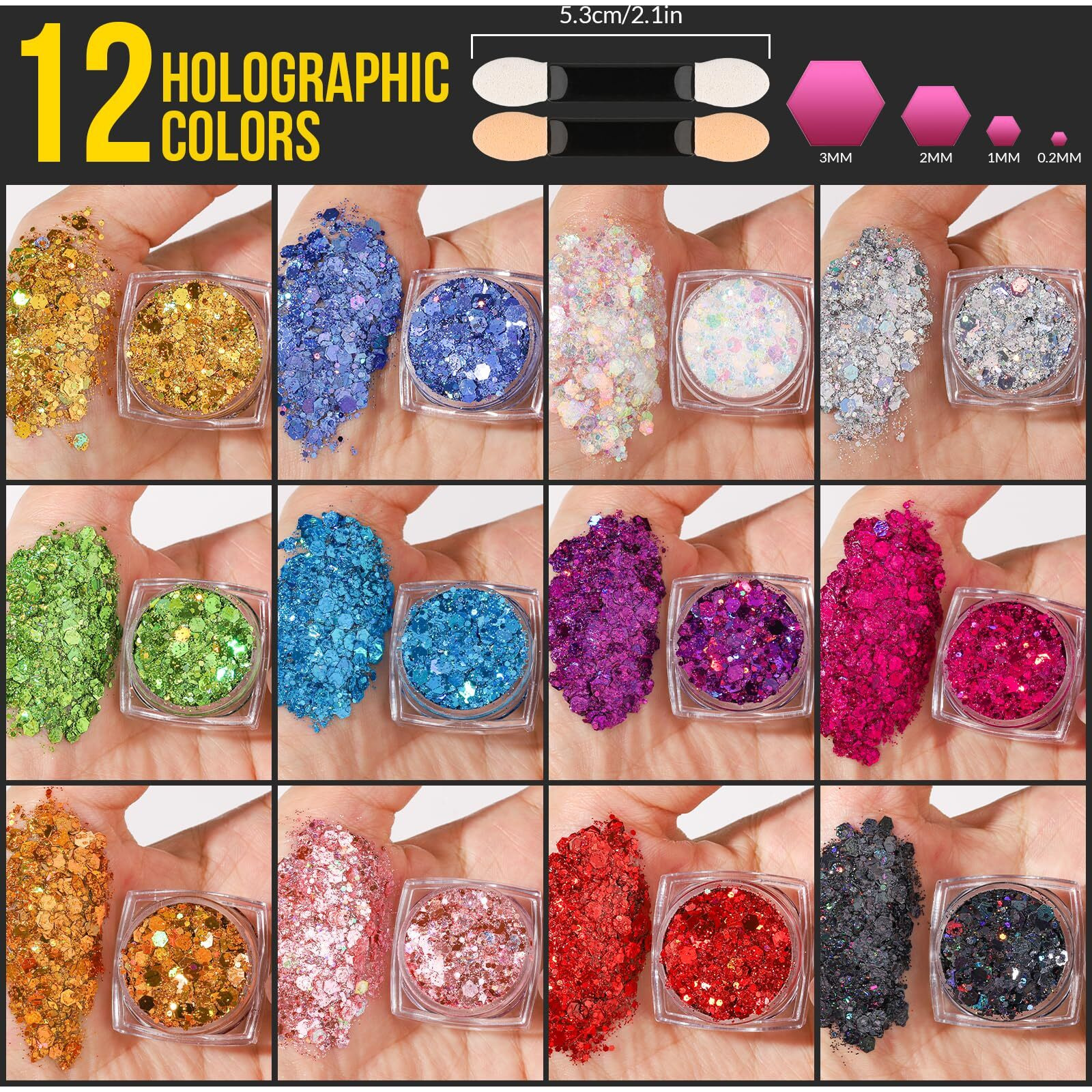 Teenitor 12 Colors Makeup Festival Face Glitter And 12 Colors Glow In The Dark Body Glitter Gel For Women, Glitter Gel For Face And Body, Hair