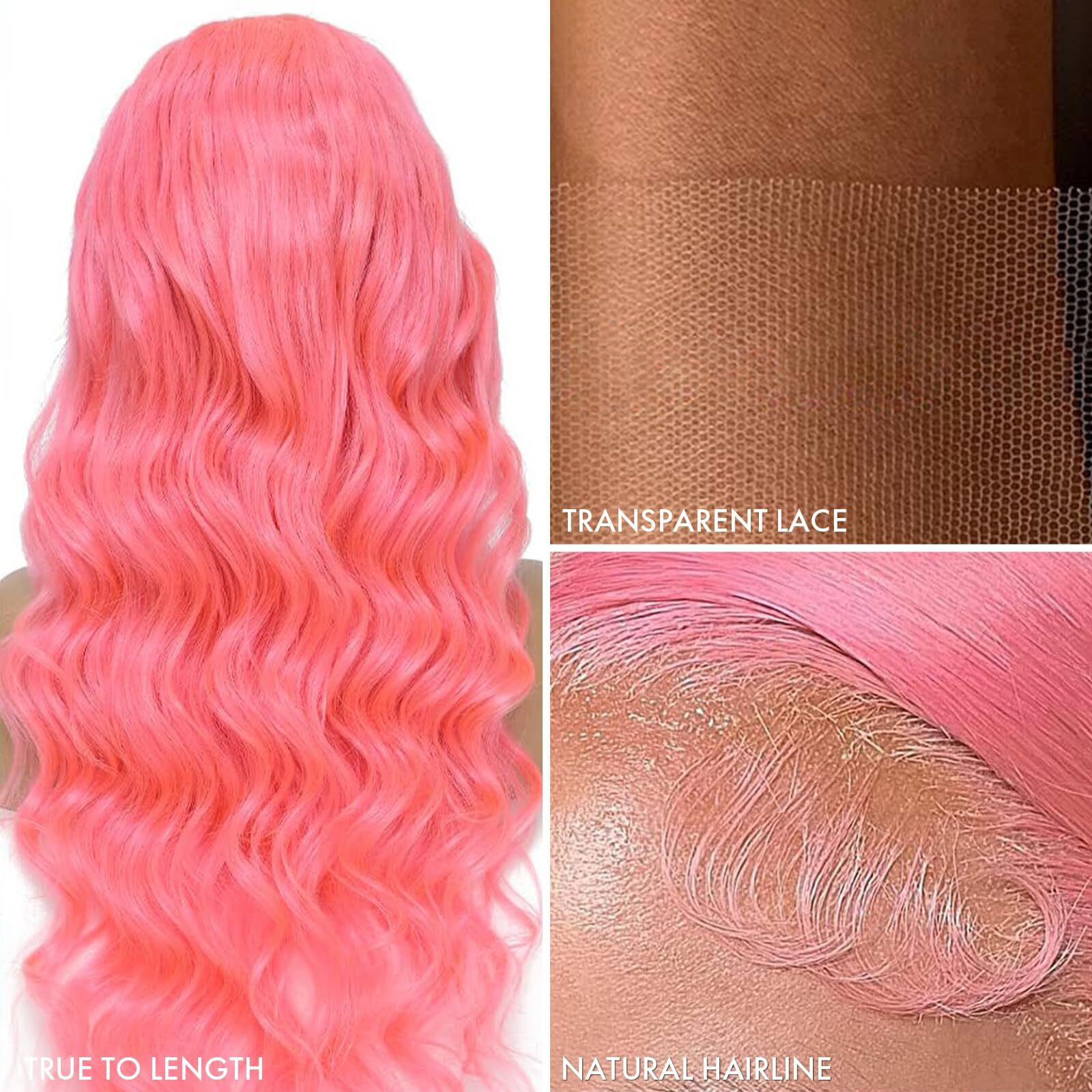 Elisheva Pink Lace Front Wig Human Hair 30 Inch Pre Plucked 13X4 Pink Wig Human Hair Body Wave Hd Lace Front Wigs Human Hair Colored Human Hair Wigs 200% Density Glueless Colored Frontal Wigs
