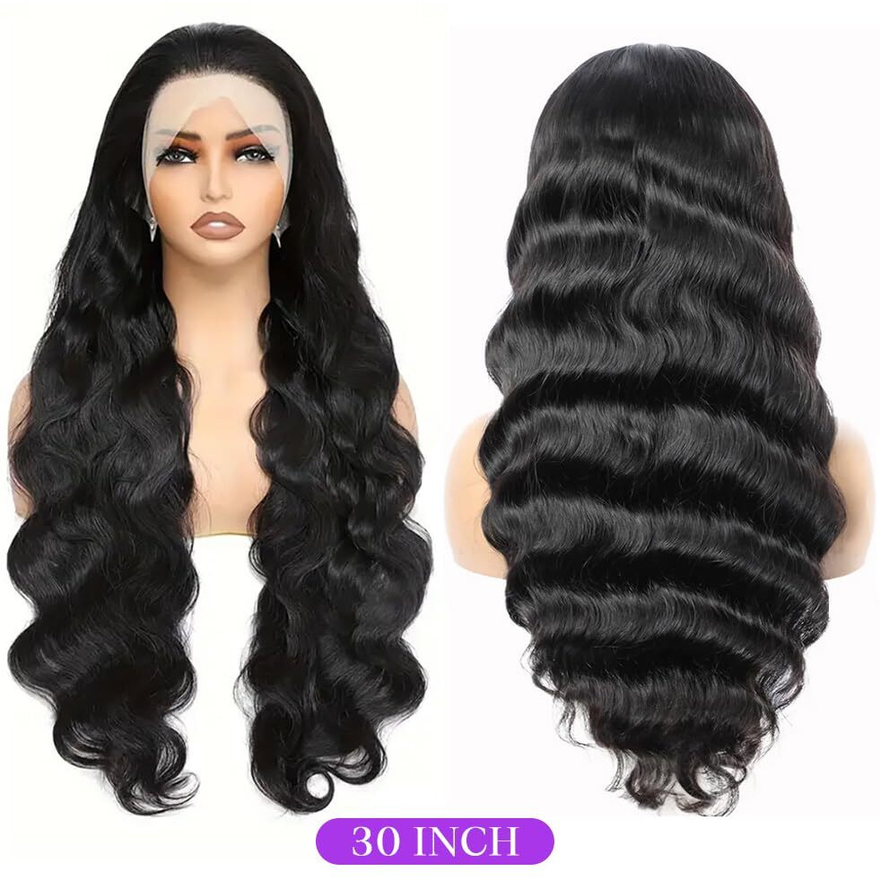 36 Inch Lace Front Wig Human Hair 13X6 Body Wave Lace Front Wigs Human Hair Hd Lace Frontal Wigs Pre Plucked Brazilian Virgin Natural Black Wig