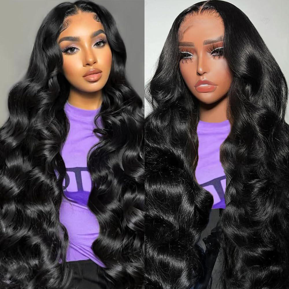 Larvob 13X6 Hd Lace Front Wigs Human Hair 200 Density Body Wave Lace Frontal Wigs Human Hair Pre Plucked With Baby Hair 13X6 Glueless Wig Natural Hairline 28 Inch