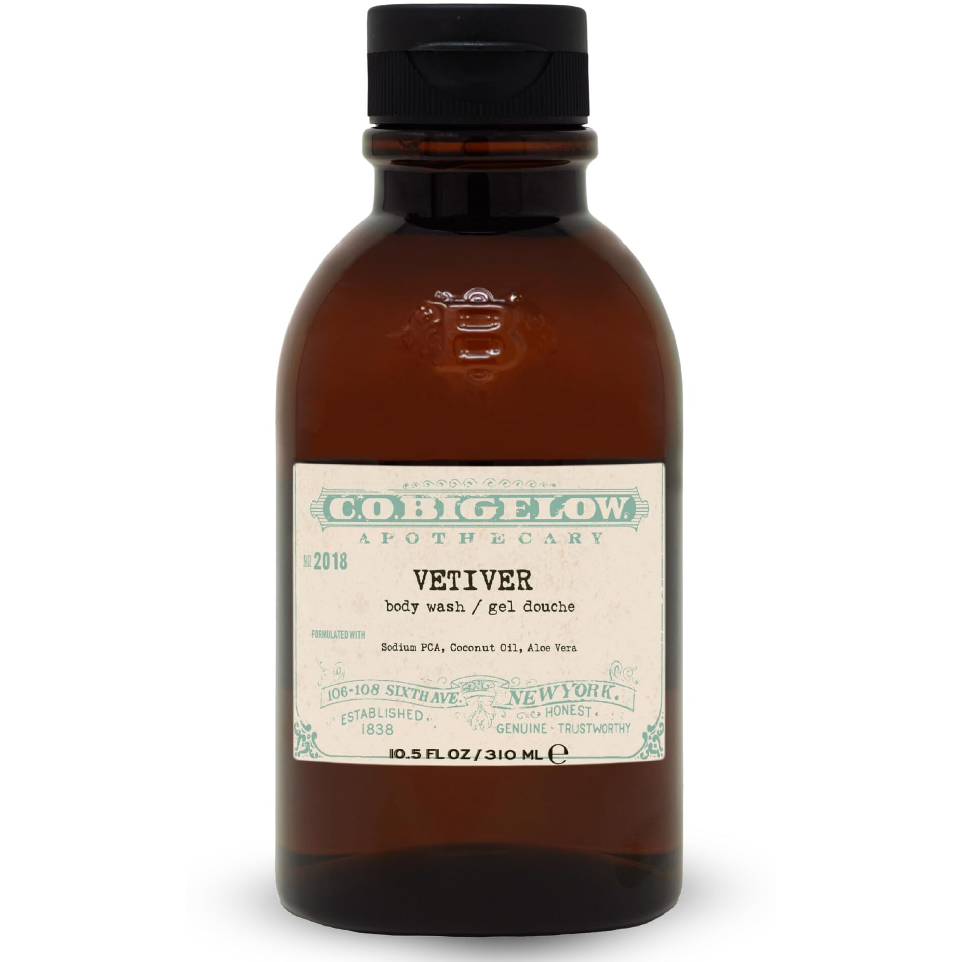 C.O. Bigelow Iconic Collection Vetiver Body Wash, Scented Shower Gel With Coconut Oil And Aloe Vera, 10.5 Fl Oz