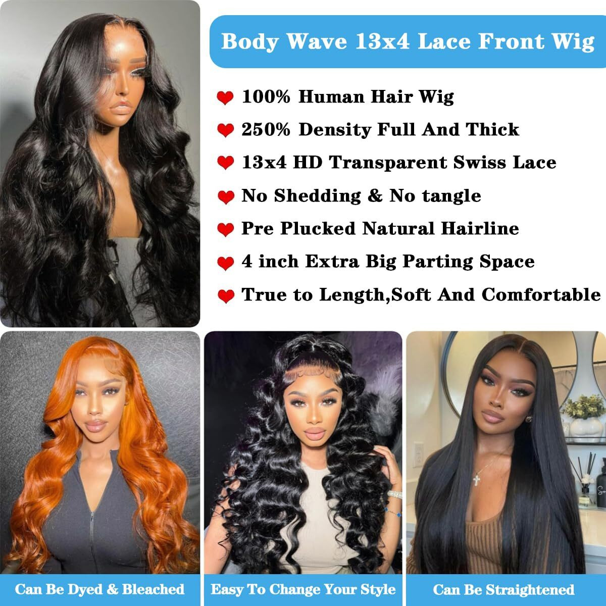 Abhayy 30 Inch Body Wave Lace Front Wigs Human Hair 13X4 Hd Transparent Lace Frontal Wigs Human Hair For Women 250% Density Glueless Wigs Pre Plucked With Baby Hair