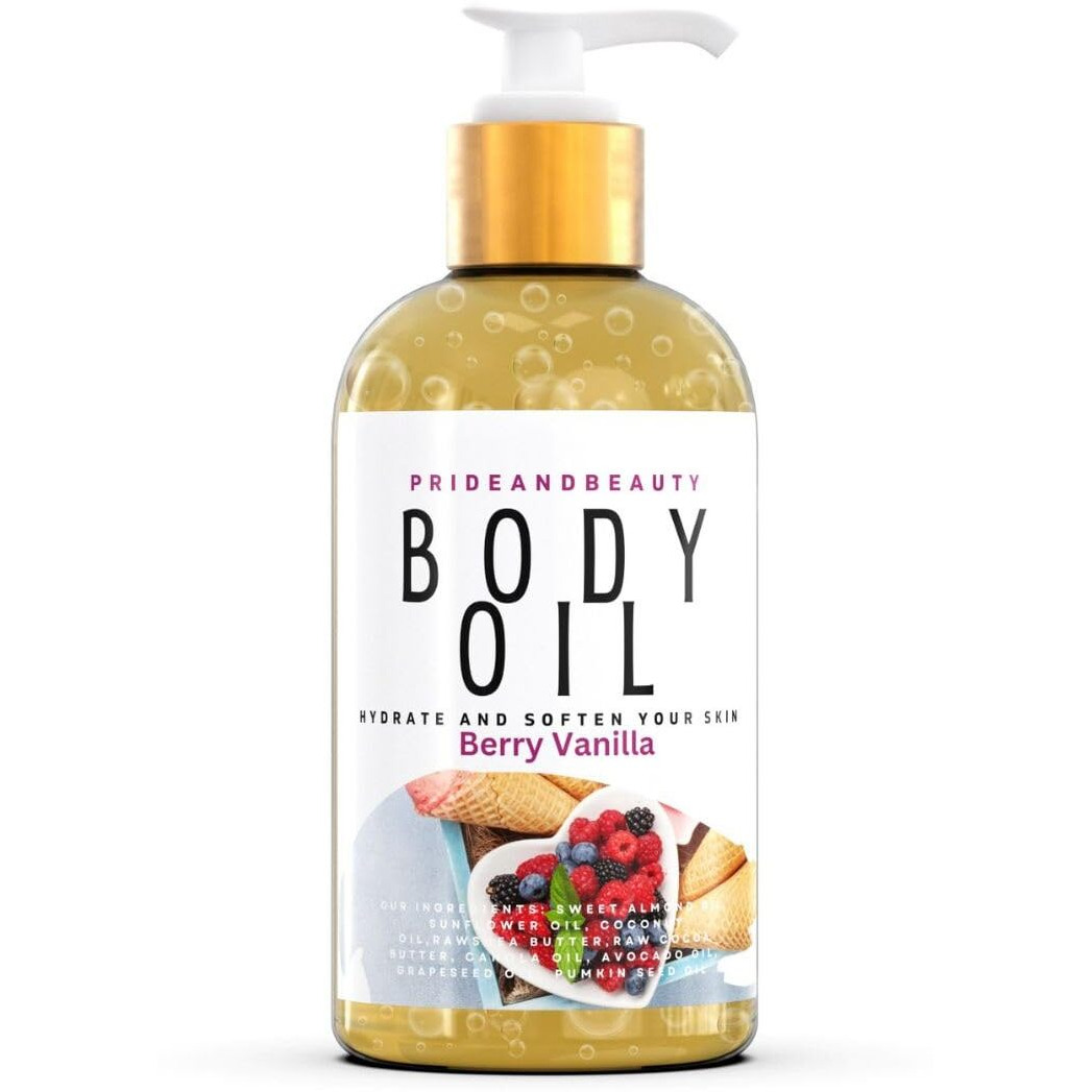 Vanilla Body Oil. After Shower Oil. Skin Hydrating Oil. Body Oil Scented. Body Oils For Women Dry Skin. (Vanilla Buttercream) (8 Ounces, Berry Vanilla)