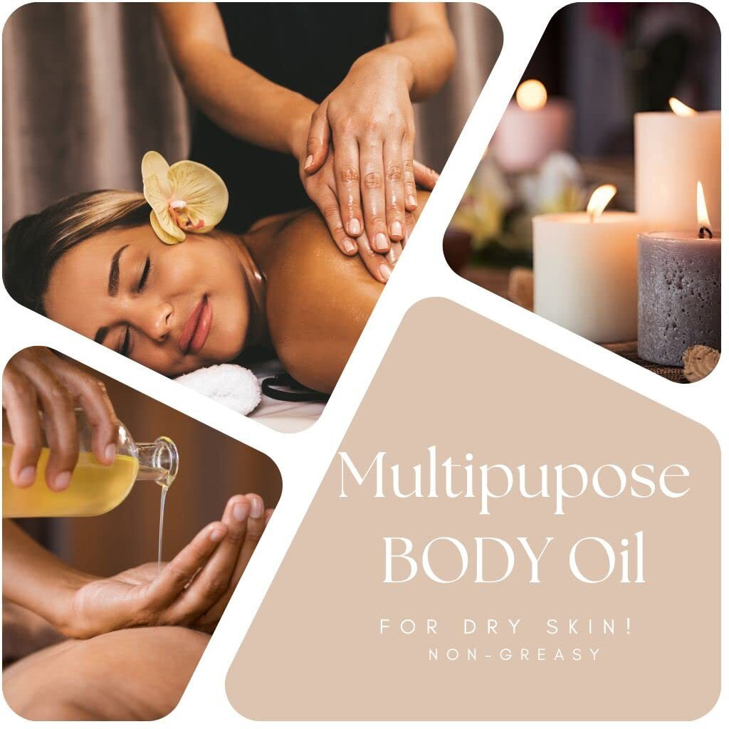 Vanilla Body Oil. After Shower Oil. Skin Hydrating Oil. Body Oil Scented. Body Oils For Women Dry Skin. (Vanilla Buttercream) (8 Ounces, Berry Vanilla)