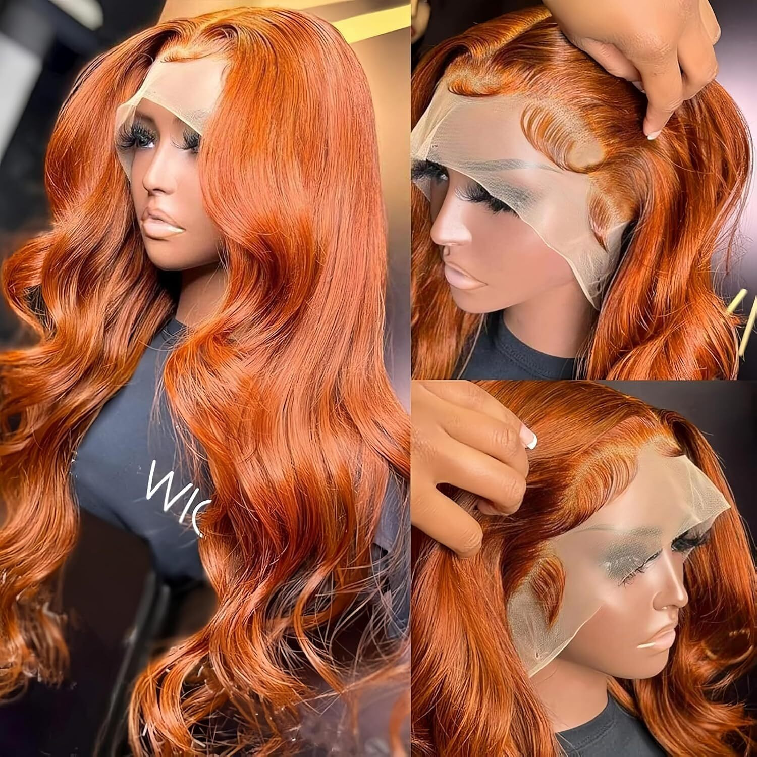 Suresen 350 Ginger Body Wave Lace Front Wigs Human Hair Pre Plucked 16 Inch 13X4 Hd Lace Front Wigs Body Wave Colored Wigs Human Hair 180% Density Glueless Ginger Wig For Women