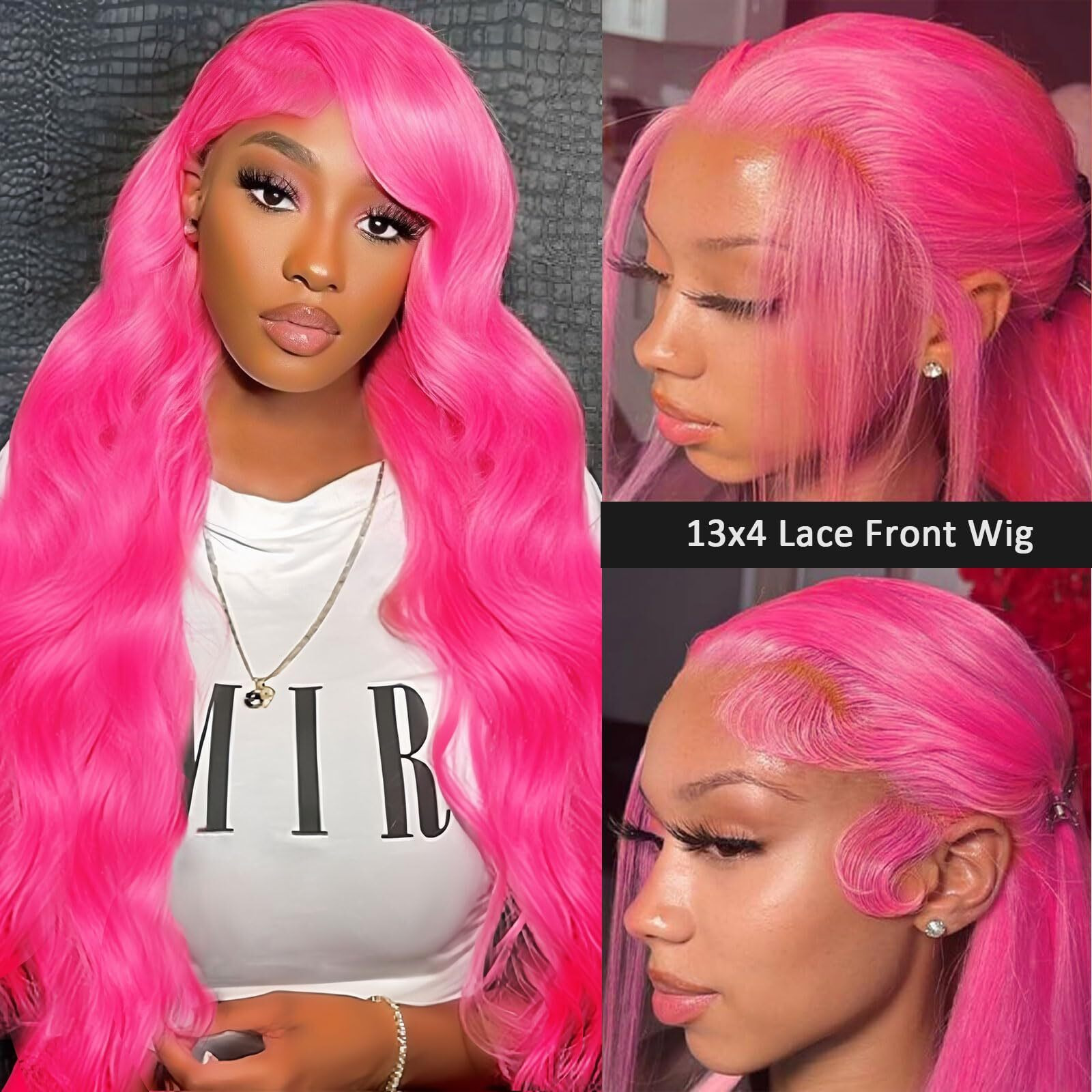 28 Inch Pink Wig Human Hair 13X4 Body Wave Hd Lace Front Wigs Human Hair Human Hair Lace Front Wigs Pre Plucked 200 Density Colored Pink Frontal Wigs Human Hair
