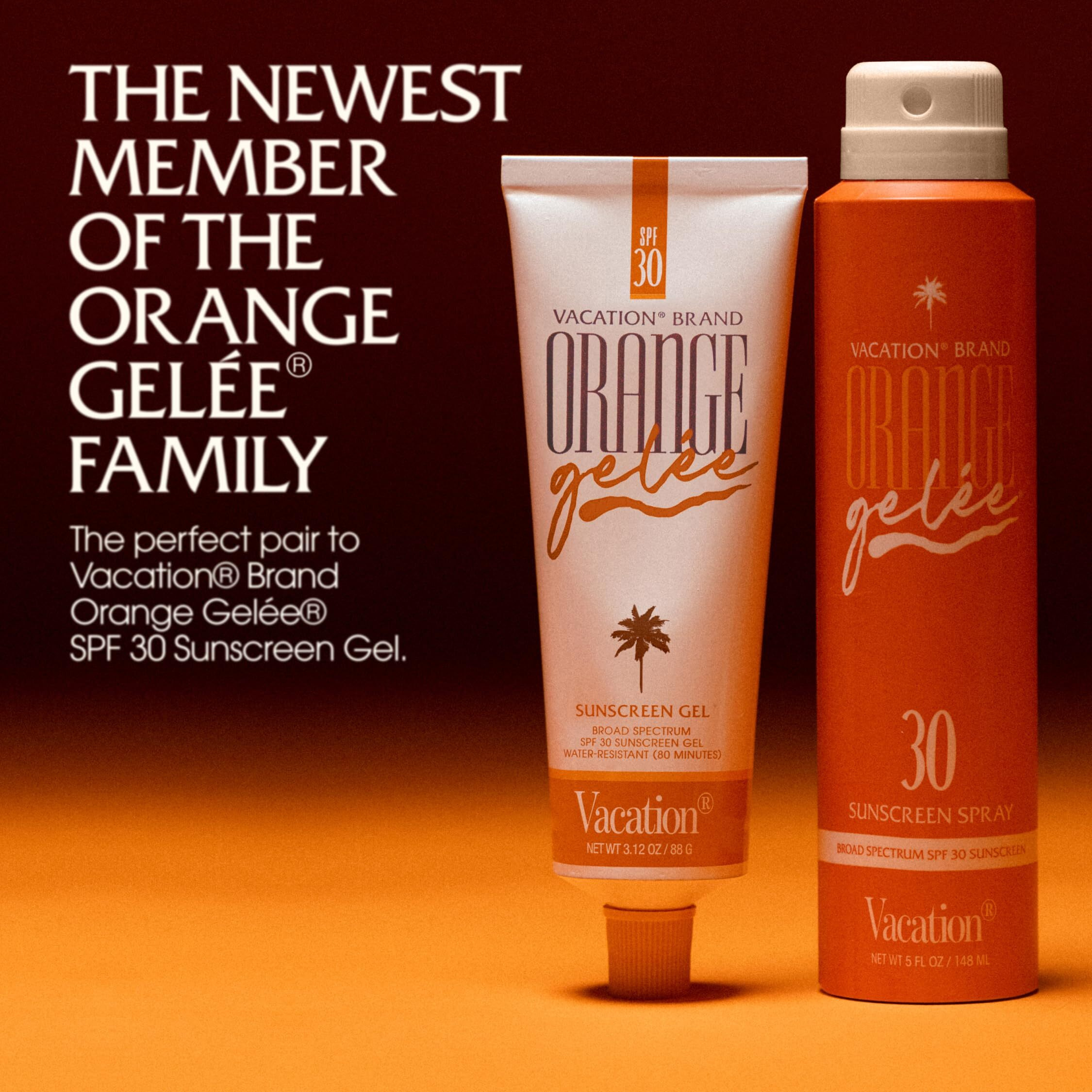Vacation Orange Gel  E Spf 30 Sunscreen Spray Oil & Air Freshener Bundle, Tanning Oil With Spf, Suntan Lotion Spray, Transparent On All Skin Tones, Dermatologist-Tested, Vegan, 5 Fl. Oz.