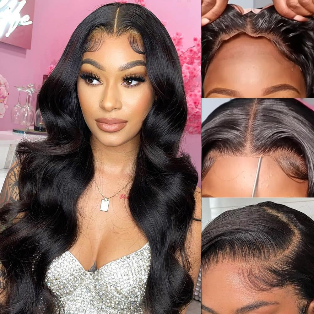 Wzowzo Glueless Wigs Human Hair Pre Plucked Pre Cut 5X5 Hd Lace Closure Wigs Human Hair 180% Density Wear And Go Body Wave Lace Front Wigs Human Hair For Women 28 Inch