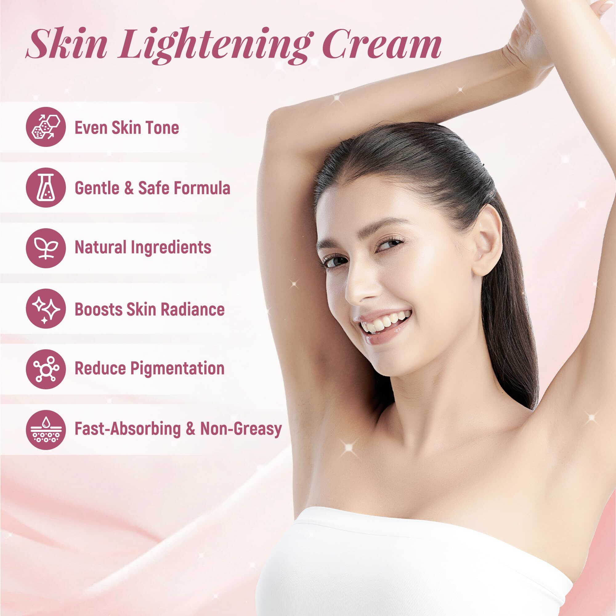 Skin Lightening Cream For Intimate Area Dark Spot Remover Skin Whitening Cream For Sensitive Part Underarms, Inner Thighs, Bikini Line, Knees And Elbows Bleaching Body Cream (1.76 Fl Oz)