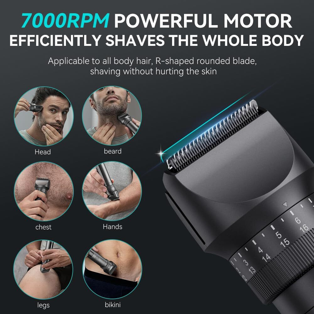 Beard Trimmer For Men - Professional Body Hair Trimmer For Men, 42 Adjustable Length Settings Hair Clippers Nose Trimmers For Head Face Mustache Nose Electric Shavers Ipx6 Waterproof Led Display Gifts