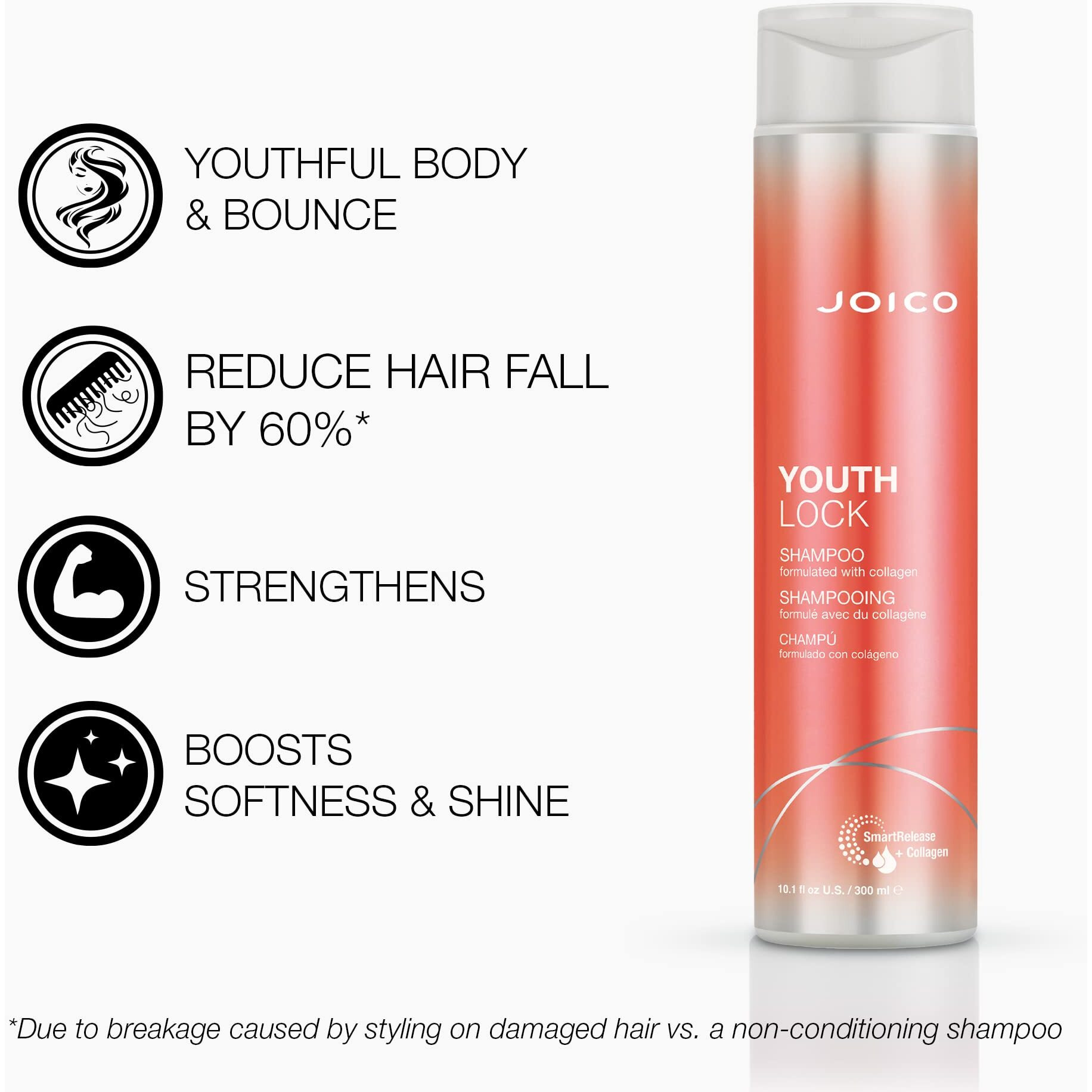 Youthlock Shampoo & Conditioner Set Formulated With Collagen | Youthful Body & Bounce | Reduce Breakage & Frizz | Free Of Sls/Sles Sulfates | 10.1 Fl Oz (Pack Of 2)
