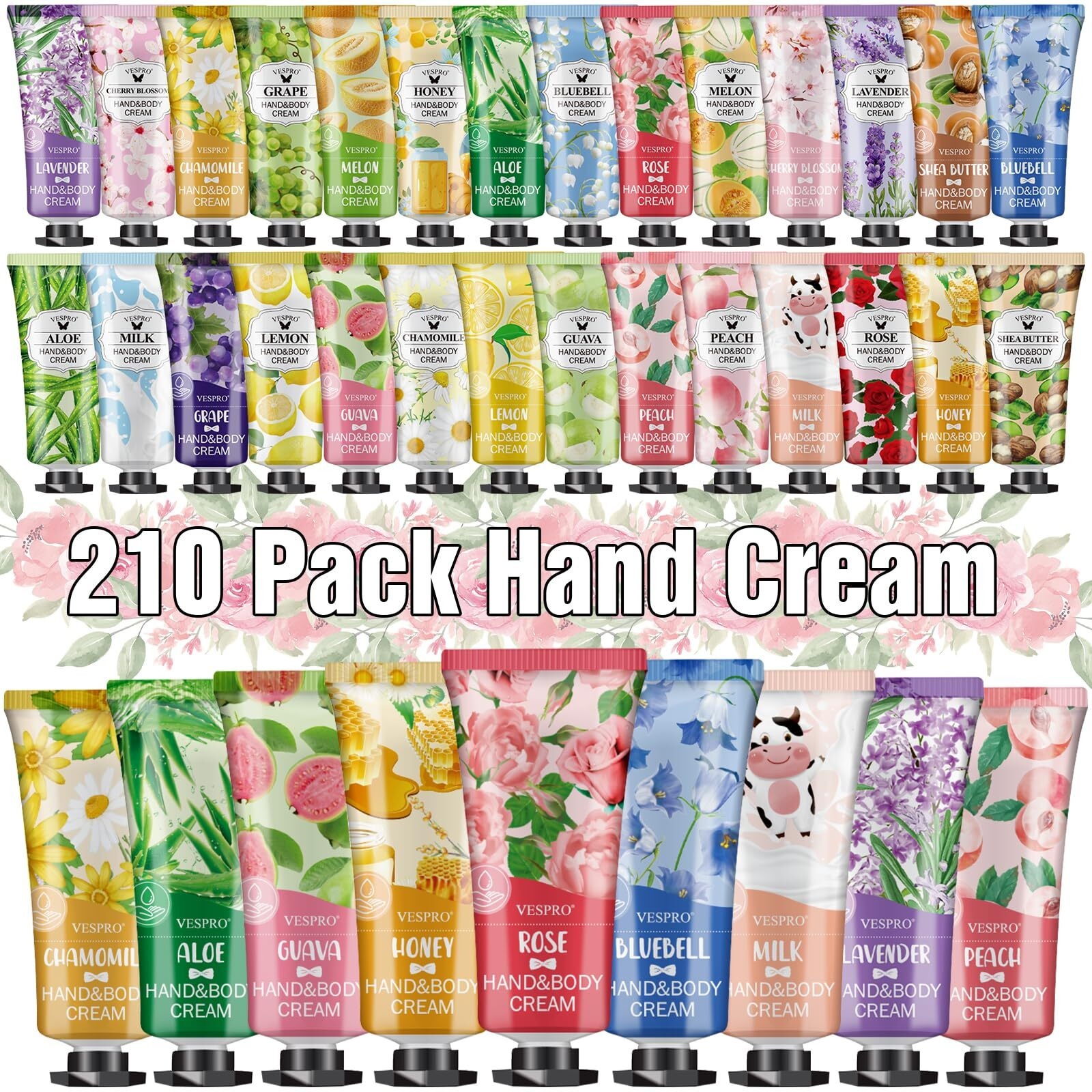 210 Pack Moisturizing Hand Cream Gifts Set For Women, Hand Lotion Travel Size For Dry Cracked Hands, Bulk Fragrance Hand Lotion For Mom Gifts, Bridal Shower Favors, Bridesmaid Gifts, Thank You Gifts