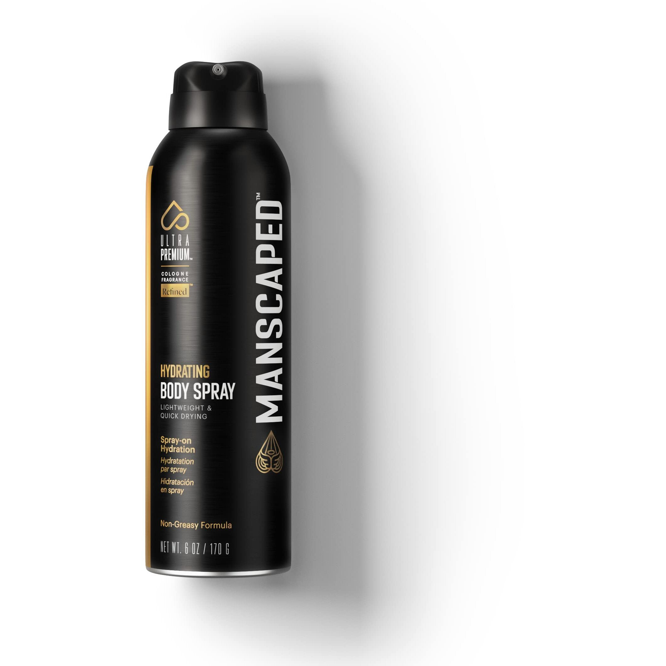 Manscaped Ultrapremium Hydrating Body Spray, Non-Greasy Quick Drying Spray-On Moisturizer Formula With Red Algae And Hyaluronic Acid For Skin Hydration (6 Oz Aluminum Bottle)