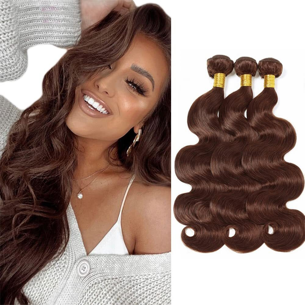 4 Brown Bundles Human Hair Body Wave Human Hair Bundles 20 22 24 Inch Brazilian Hair 3 Bundle Chocolate Unprocessed Virgin Remy Hair Extensions 50 Gram Per Bundle