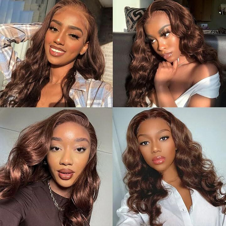 4 Brown Bundles Human Hair Body Wave Human Hair Bundles 20 22 24 Inch Brazilian Hair 3 Bundle Chocolate Unprocessed Virgin Remy Hair Extensions 50 Gram Per Bundle