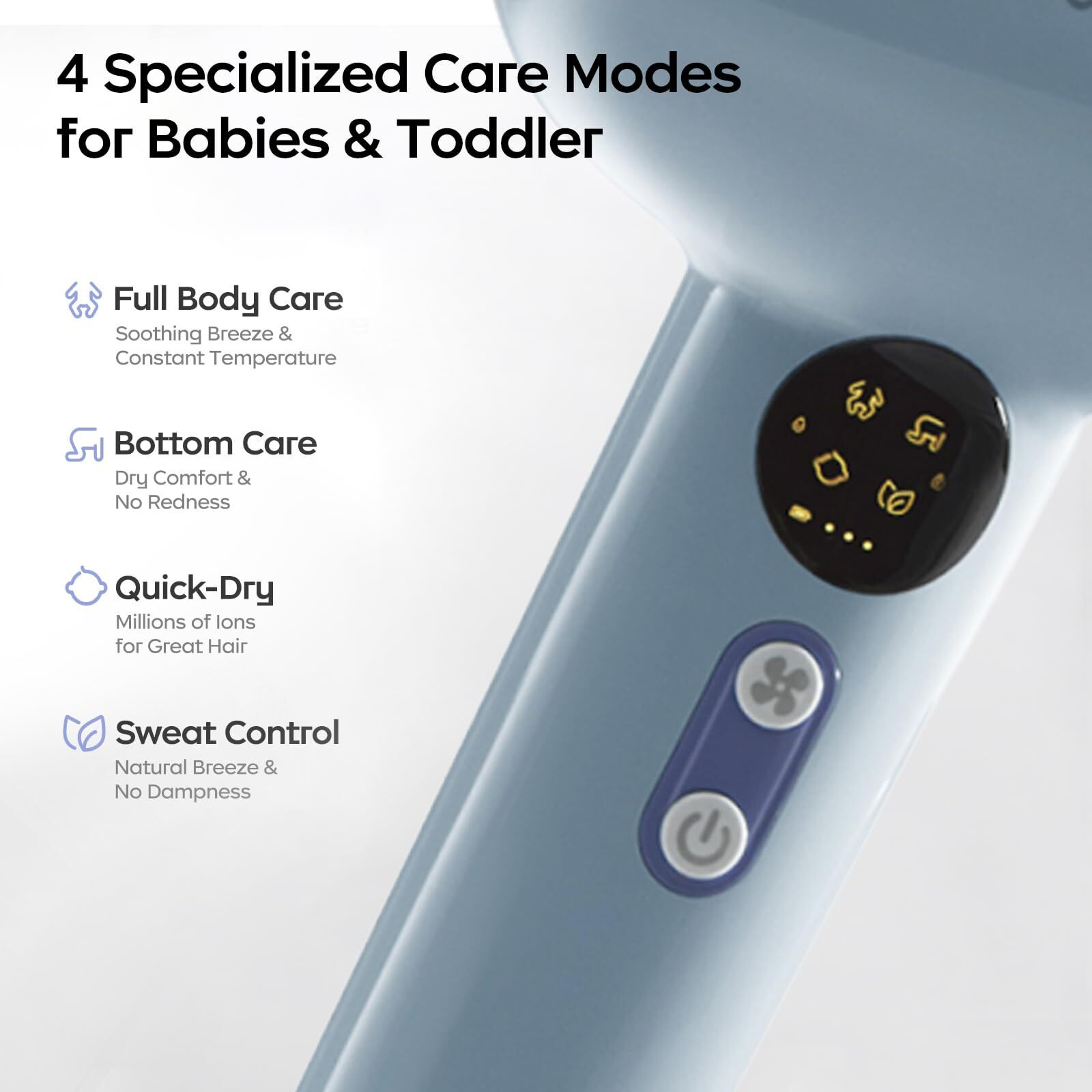 Bc Babycare Gentle Cordless Hair Dryer For Baby And Kids, Quiet Portable Mini Blow Dryer For Infant,Portable Travel Hair Dryer,Low Heat/Speed With 4 Model For Hair Diaper And Full Body (Purple)
