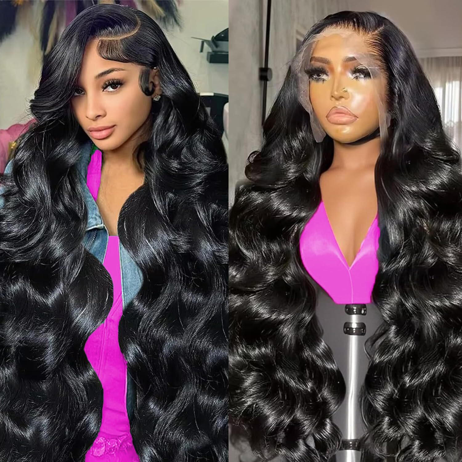 Ultraflower 200% Density 13X6 Body Wave Hd Lace Front Wigs Human Hair 36 Inch 13X6 Hd Transparent Lace Front Wigs Human Hair Pre Plucked Glueless Wigs For Women Frontal Wigs Black Wig Body Wave Wig