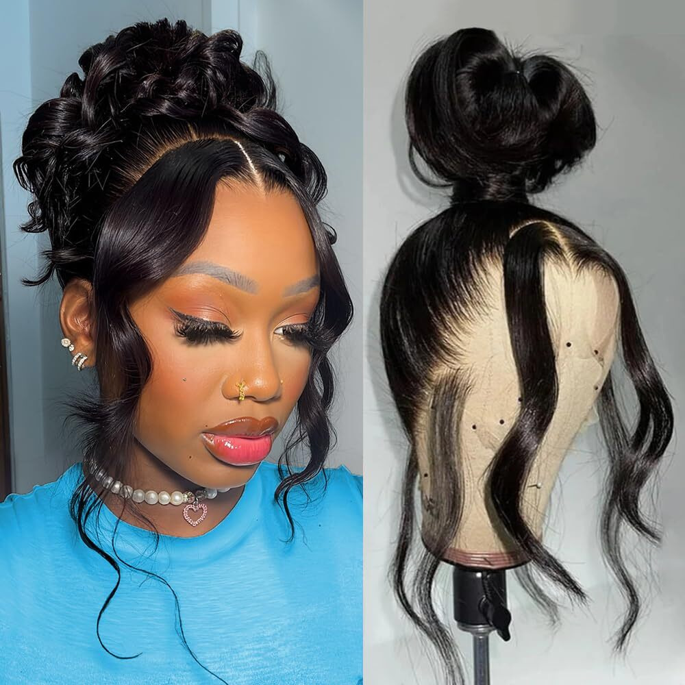 Polkn 30 Inch 360 Lace Front Wigs Human Hair Invisi Strap Body Wave Hd Lace Front Wigs Human Hair Pre Plucked Drawstring 360 Frontal Glueless Wigs For Women 180 Density Full Lace Wig