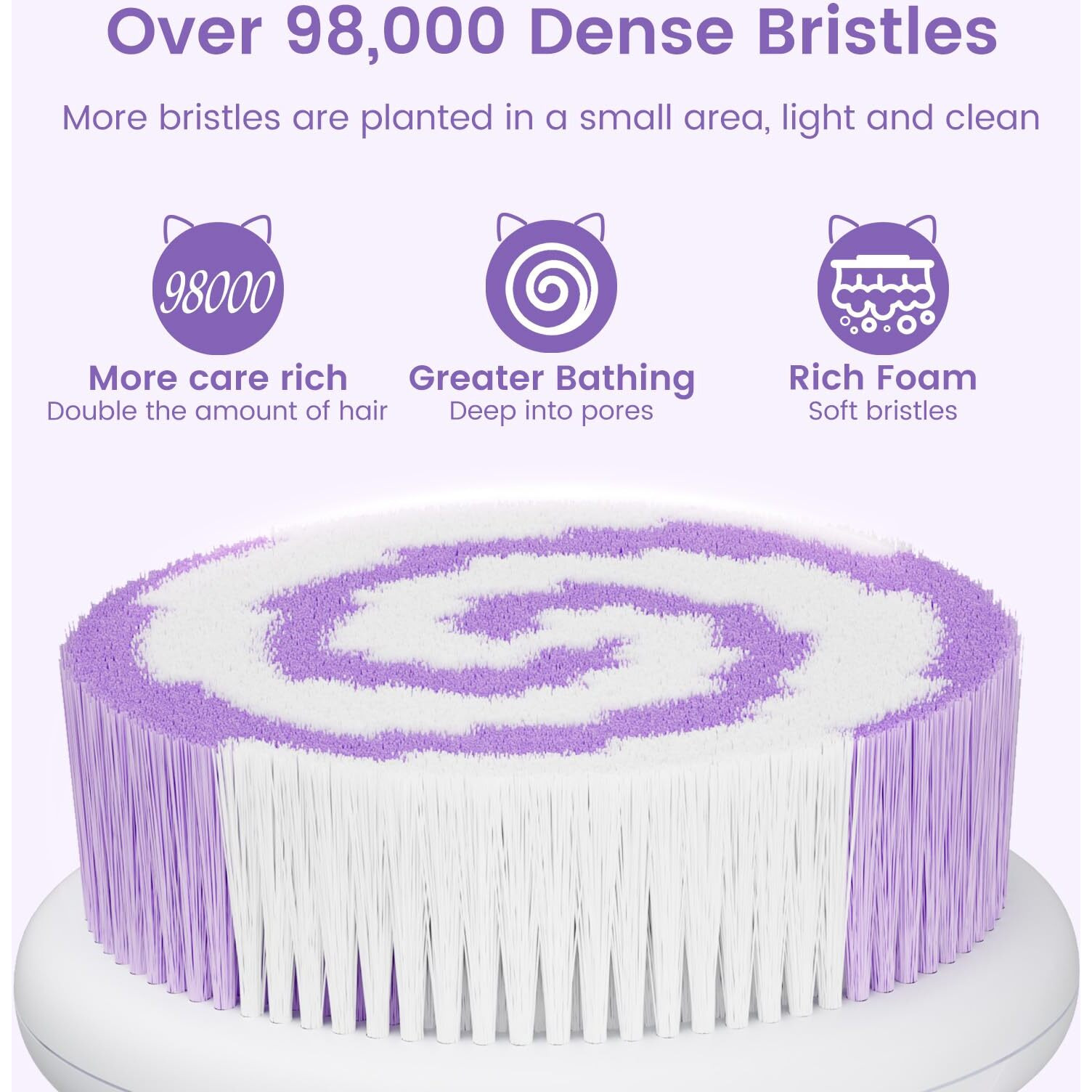 Oh,Xiyu. Electric Back Scrubber For Shower Body Brush, Waterproof Automatic Body Scrubber For Cleansing, Massaging And Exfoliating, Spinning Bath Brush With 2 Heads & 3 Speed Modes, Taro Purple