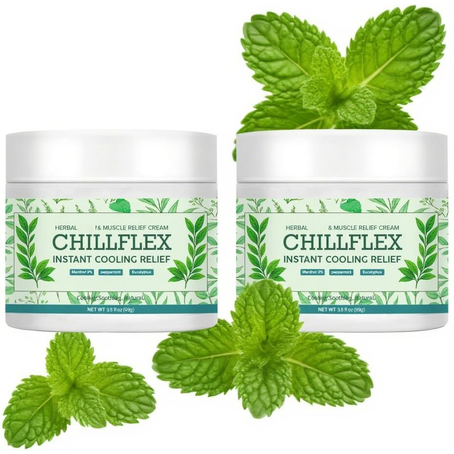 Chillflex Menthol Soothing Cream 2 Pack 3.5 Oz,Joint Activities Throughout The Body, Cooling Soothing Ointment For Muscle, Head, Lumbar, Neck, Hands And Feet