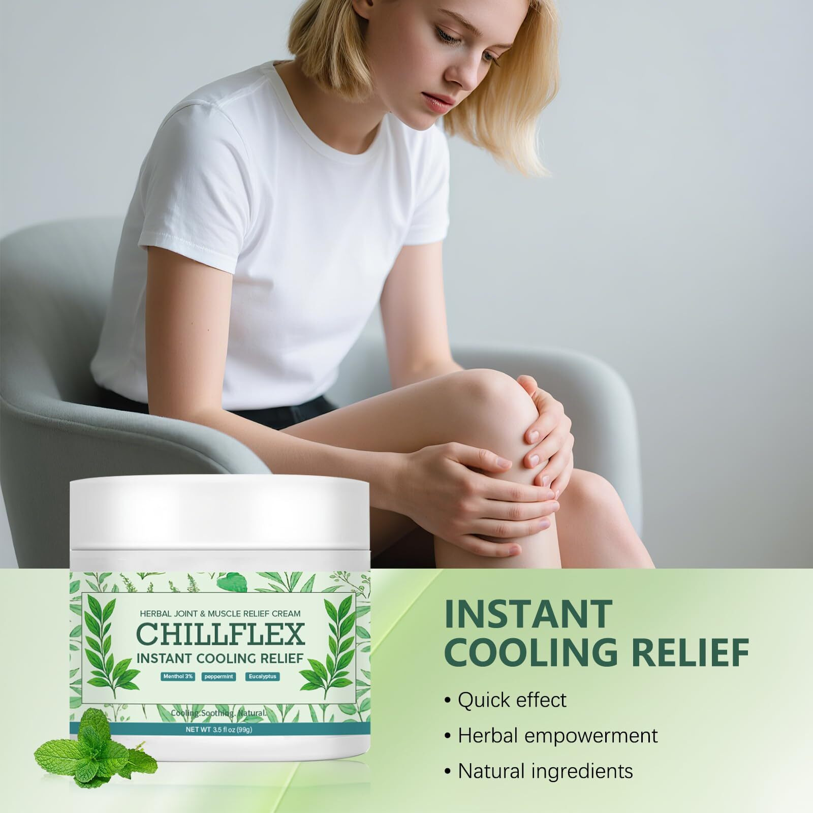 Chillflex Menthol Soothing Cream 2 Pack 3.5 Oz,Joint Activities Throughout The Body, Cooling Soothing Ointment For Muscle, Head, Lumbar, Neck, Hands And Feet