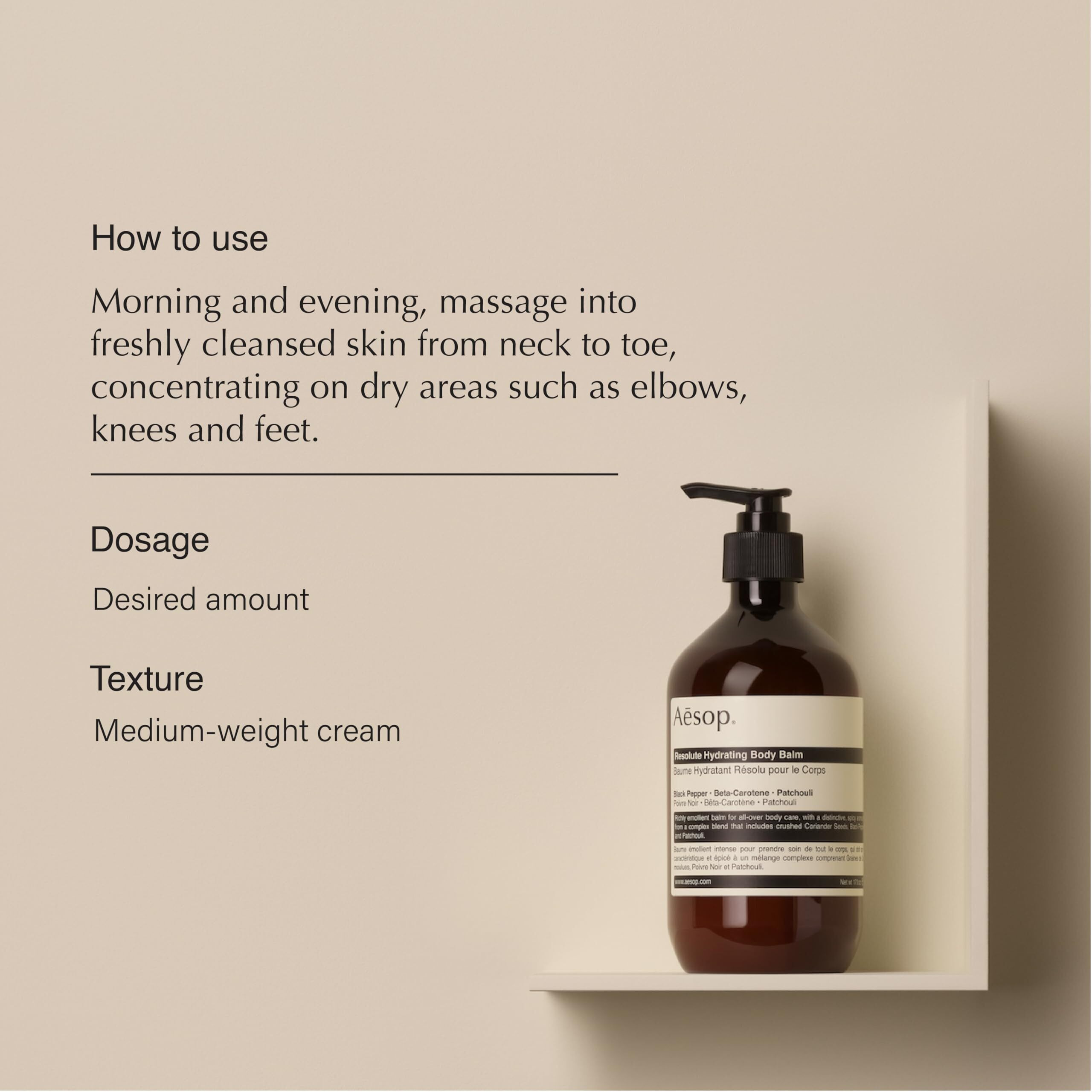 Aesop Resolute Hydrating Body Balm | Supple, Smooth Skin | Emollient Rich With Shea Butter, Wheat Germ Oil And Sweet Almond Oil | 16.9 Oz / 500Ml