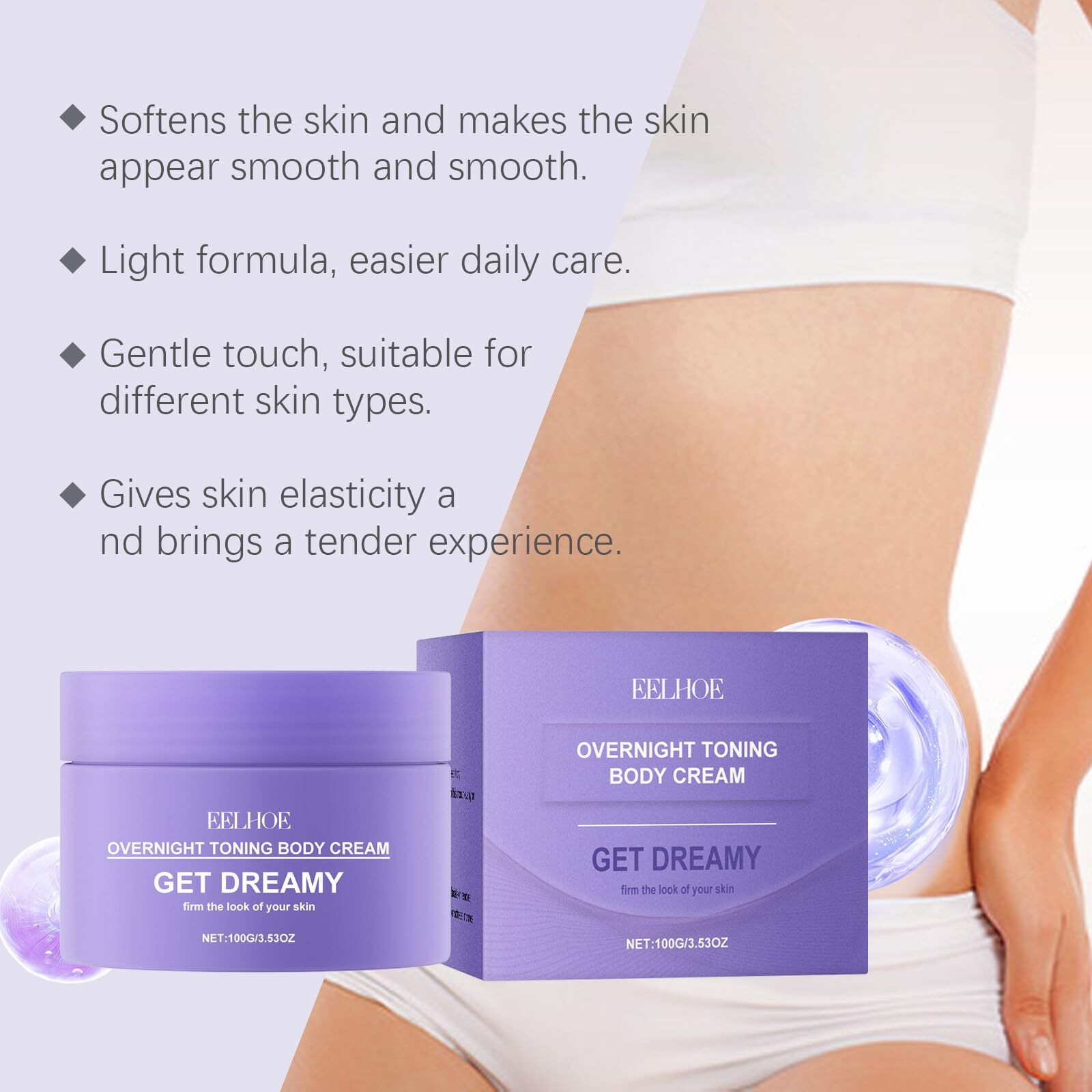 Oukpane Get Dreamy Overnight Toning Whip, Body Firming Cream Cellulite Remover For Legs And Body Moisturizing And Loose Skin Natural Body Firming Oil Suitable For All Skin Types