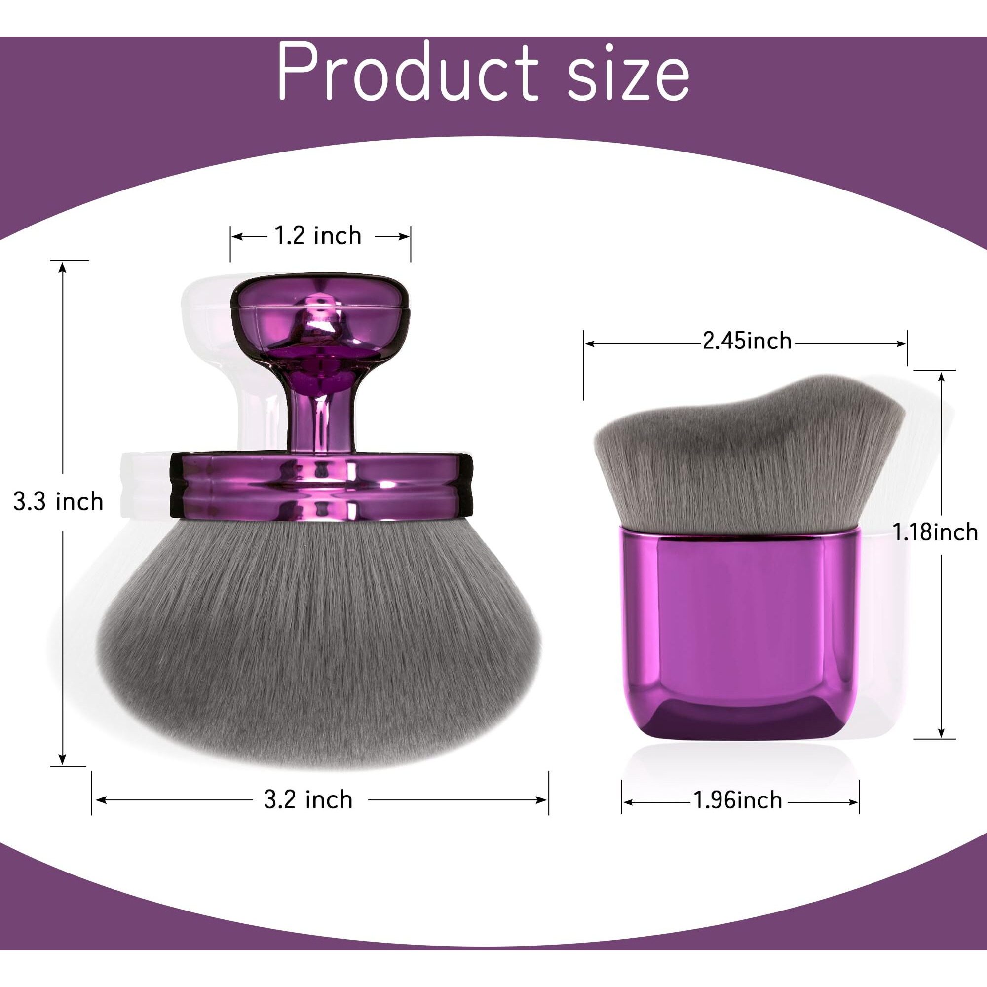 Blend & Blur Extra Large Body Makeup Brush For Self Tanner,Leg Makeup & Bronzer Self Tan Applicator, 3.2Inch Wide Round Head Kabuki Brush For Application With Drawstring Bag (Purple) (Purple2)
