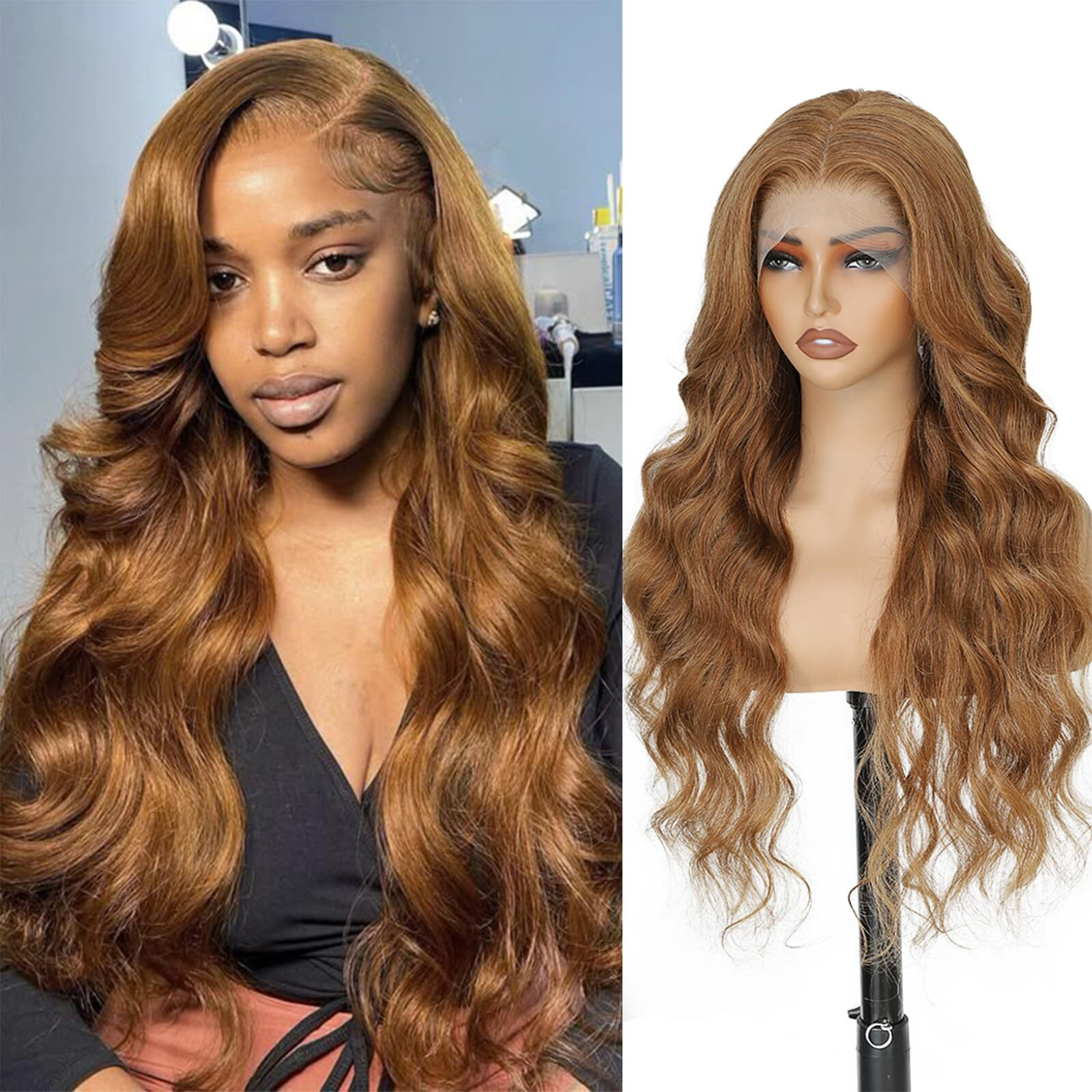 Chocolate Brown Lace Front Wig Human Hair 12A 250% Density Hd Glueless Colored Brown 13X6 Body Wave Lace Front Wigs Human Hair Pre Plucked With Baby Hair 36 Inch