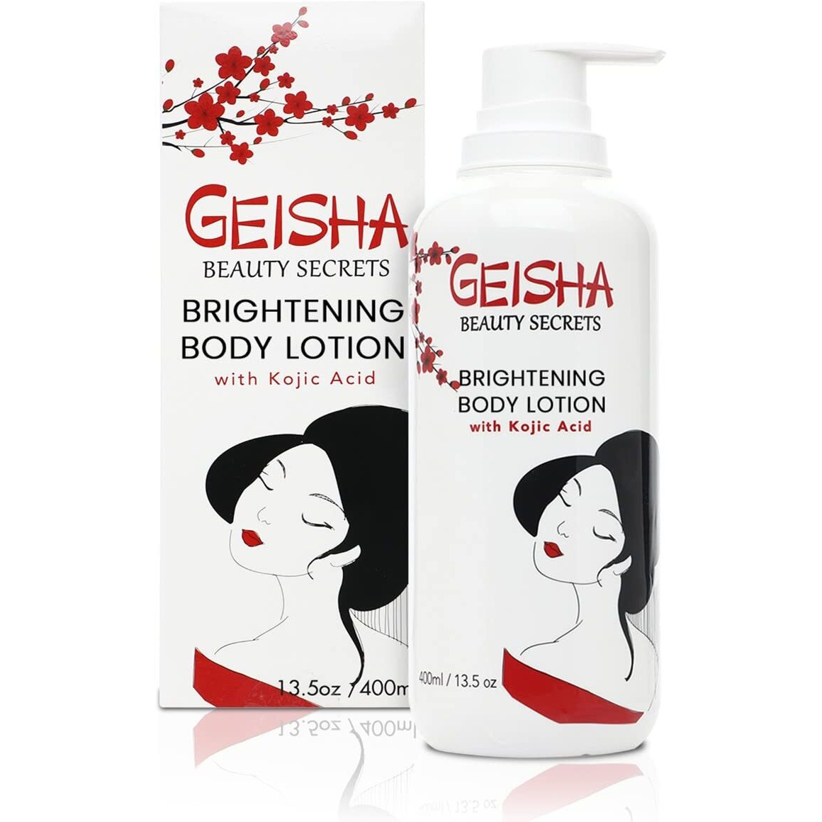 Omic Geisha Kojic Acid Skin Brightening Body Cream - 13.5 Fl Oz / 400Ml- Dark Spot Cream, Moisturiser, Uneven Skin Tone