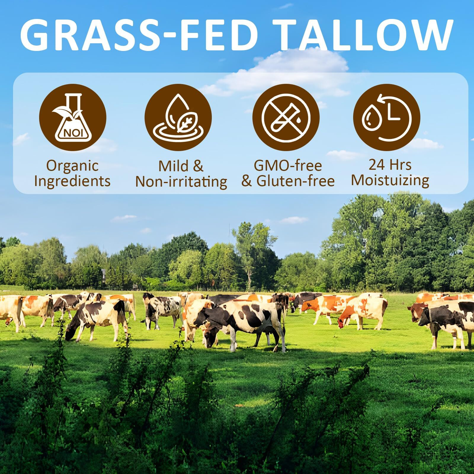 Hzenppor Beef Tallow, Beef Tallow For Skin, Tallow Face Moisturizer, Honey-Flavoured Whipped Tallow Face Cream Moisturizer Beef Tallow Blam Grass Fed Body Lotion Skin Care, 5.3 Oz
