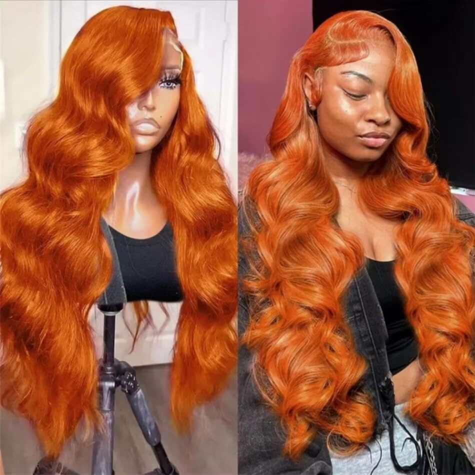 Dliliboon Wear And Go Orange Colored 9X6 Glueless Lace Wigs Human Hair Pre Cut For Beginners Ginger Body Wave Lace Front Wigs Human Hair For Women Hd Lace Closure Colored Glueless Wig