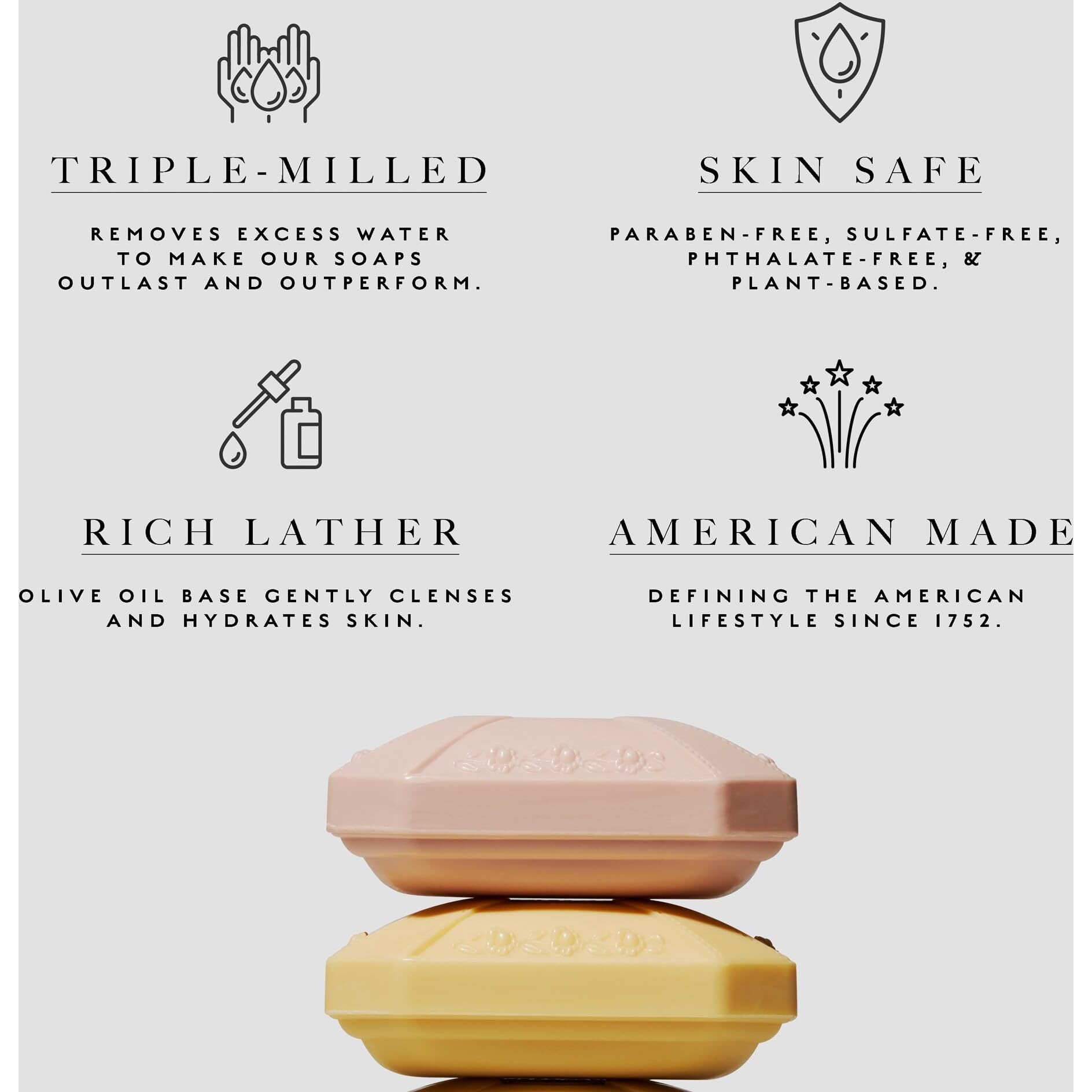 Caswell-Massey Natural Bar Soap Gift Set, Almond, Verbena, Lavender Scents, Triple-Milled Moisturizing Body Soap, Plant-Based For All Skin Types, Men, Women, Made In Usa, 3 Bars, 5.8 Oz Each