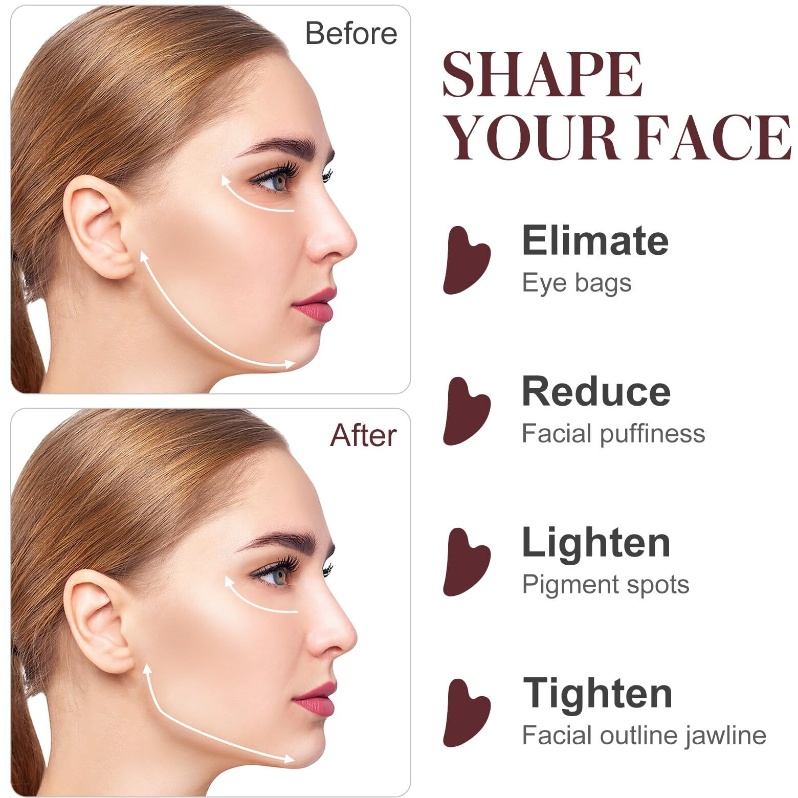 Gua Sha Facial Tools Guasha Tool Gua Sha Jade Stone For Face Skincare Facial Body Tensions Reduce Puffiness Festive (Pink)
