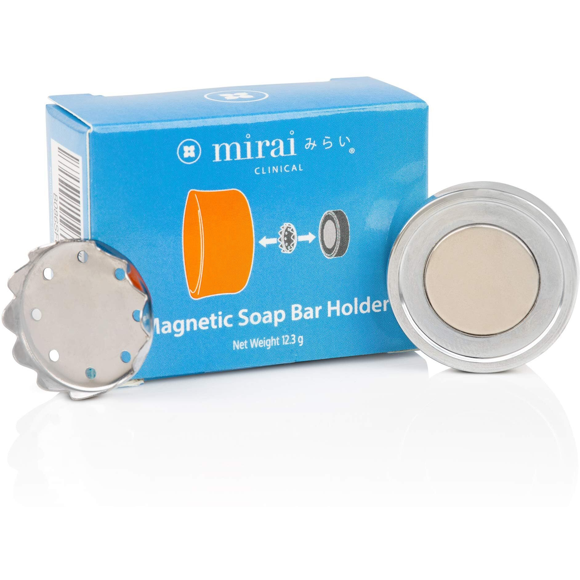 Mirai Clinical Persimmon Soap Bar With Magnetic Soap Holder - Nonenal Body Odor Eliminator For Women And Men, Personal Care Solution With Easy To Install Magnetic Bar Soap Holder For Shower Wall