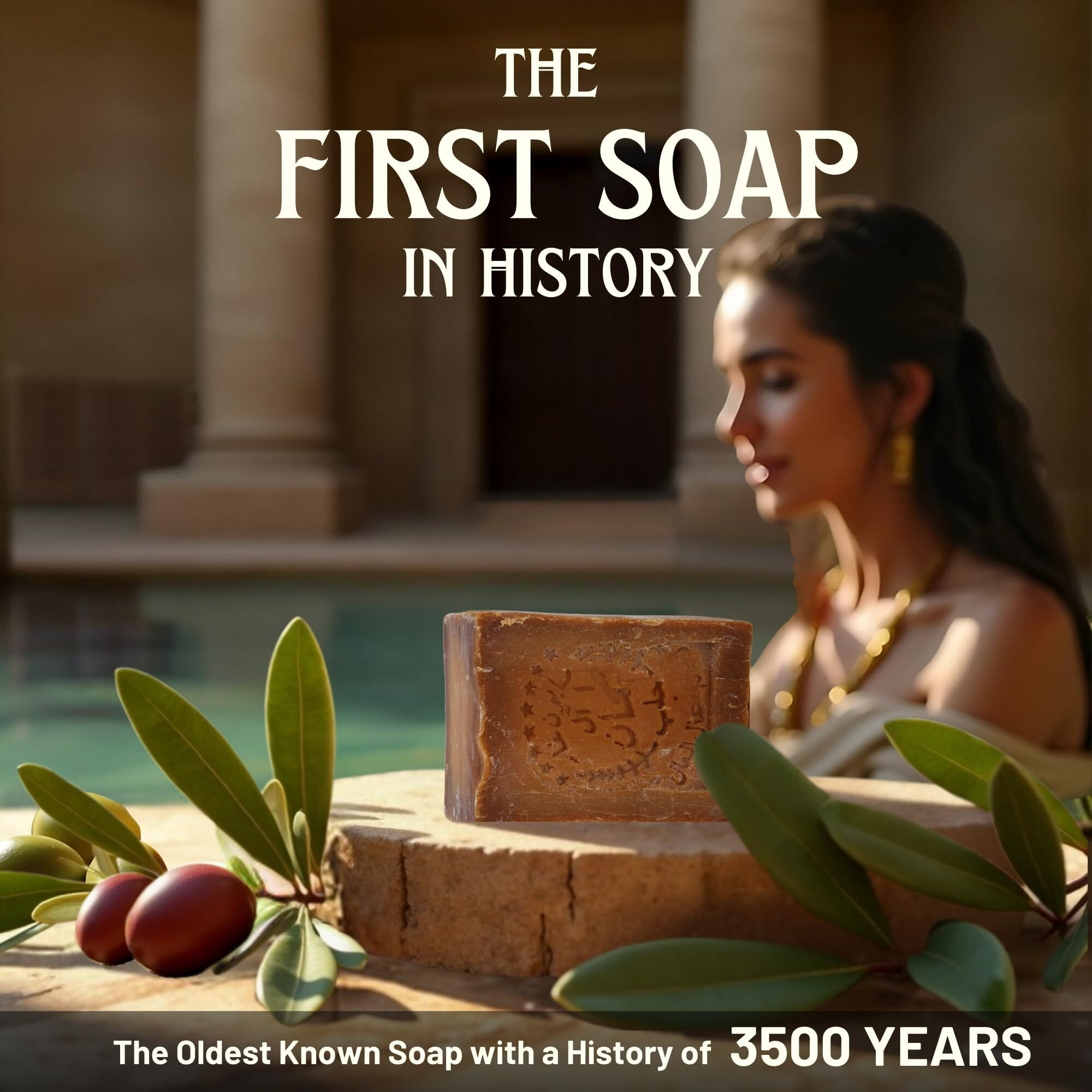 Aleppo Soap Bar,%100 Virgin Olive Oil, Natural Handmade, Crafted Using The Original Ancient Recipe, Gentle For Face, Body, Hair (7Oz Each (Pack Of 2))