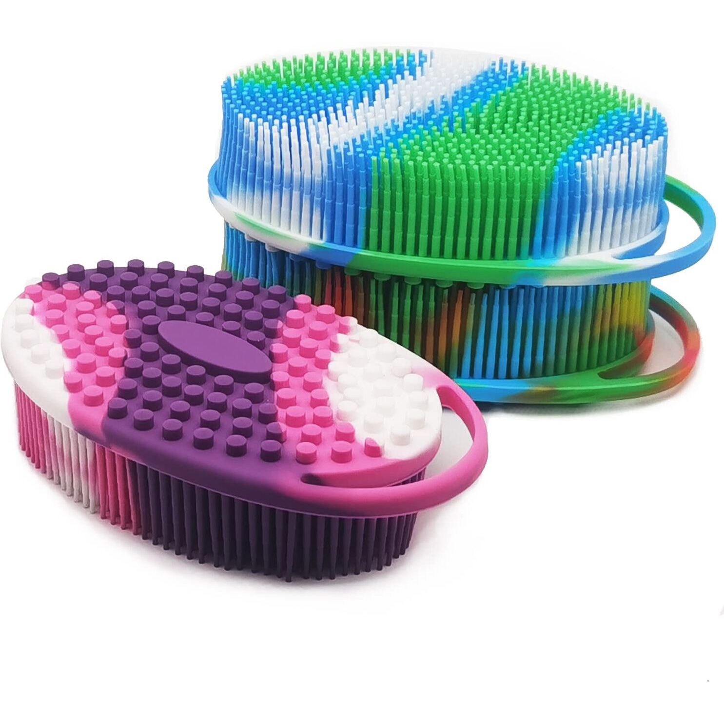 Soft Exfoliating Body Shower Scrubber - Silicone Bath Brush For Kids & Adults - 3 Pack