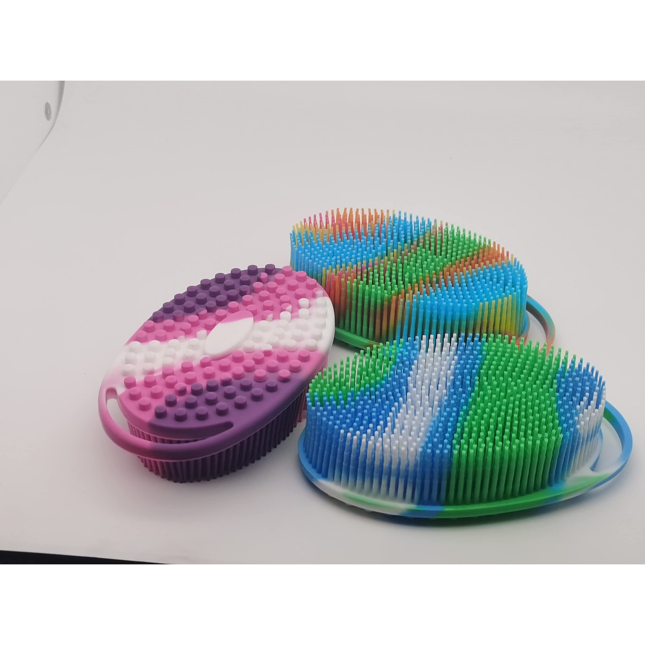Soft Exfoliating Body Shower Scrubber - Silicone Bath Brush For Kids & Adults - 3 Pack
