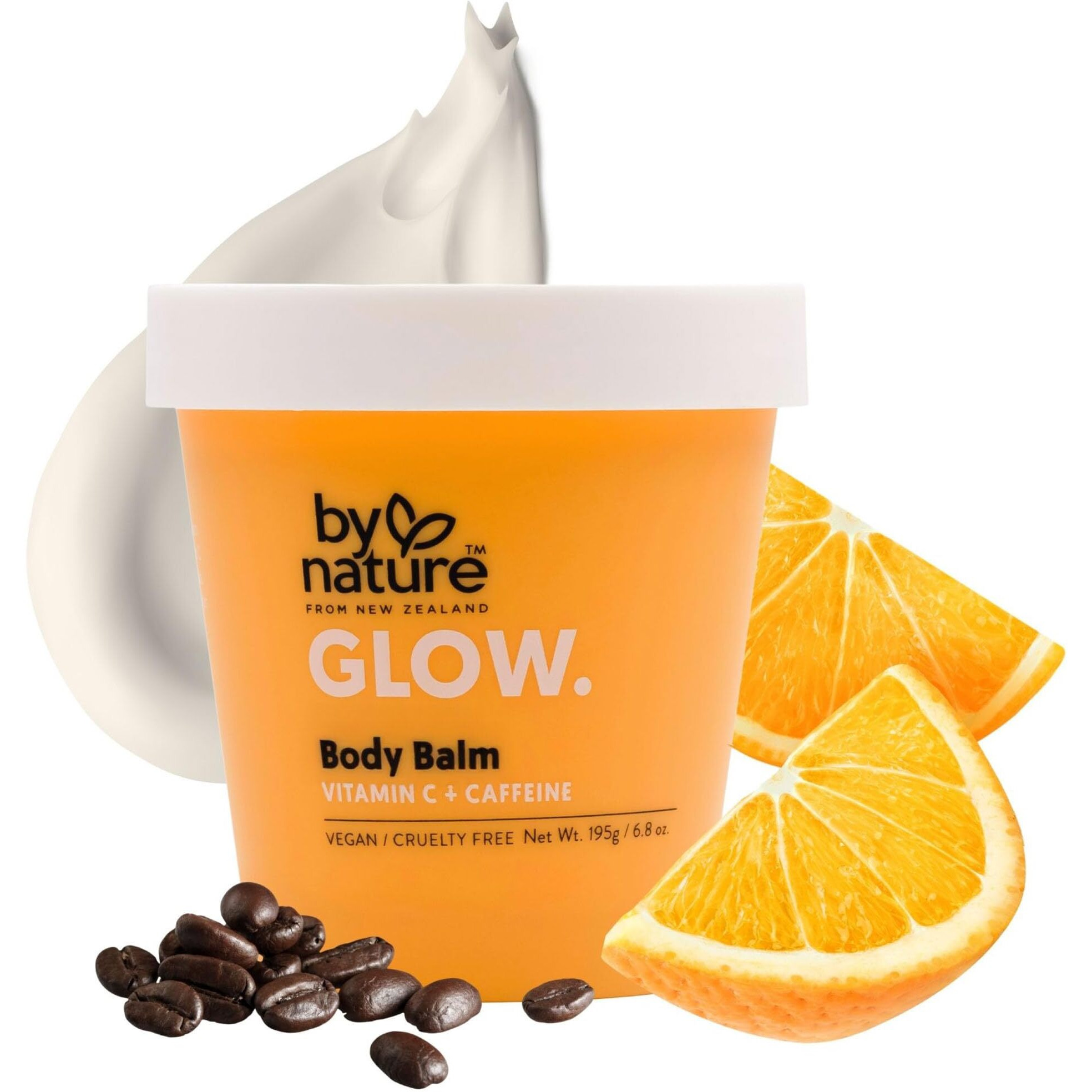 By Nature Glow Vitamin C + Caffeine Body Balm For Dark Spots - Hydrating Skin Moisturizer With Whipped Shea Butter - Vegan, Cruelty-Free, Made In New Zealand (6.8 Oz)