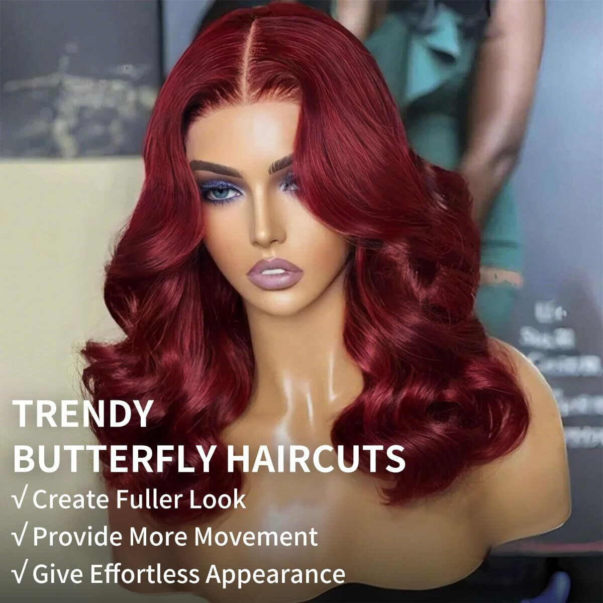Tinashe Human Hair Wig Glueless Face-Framing Curtain Bangs Loose Body Wave 6  5 Hd Lace Front Bob Burgundy Red 99J Closure Wigs Human Hair Pre Cut Bleached Knots Wigs For Black Women Haircuts 18 Inches