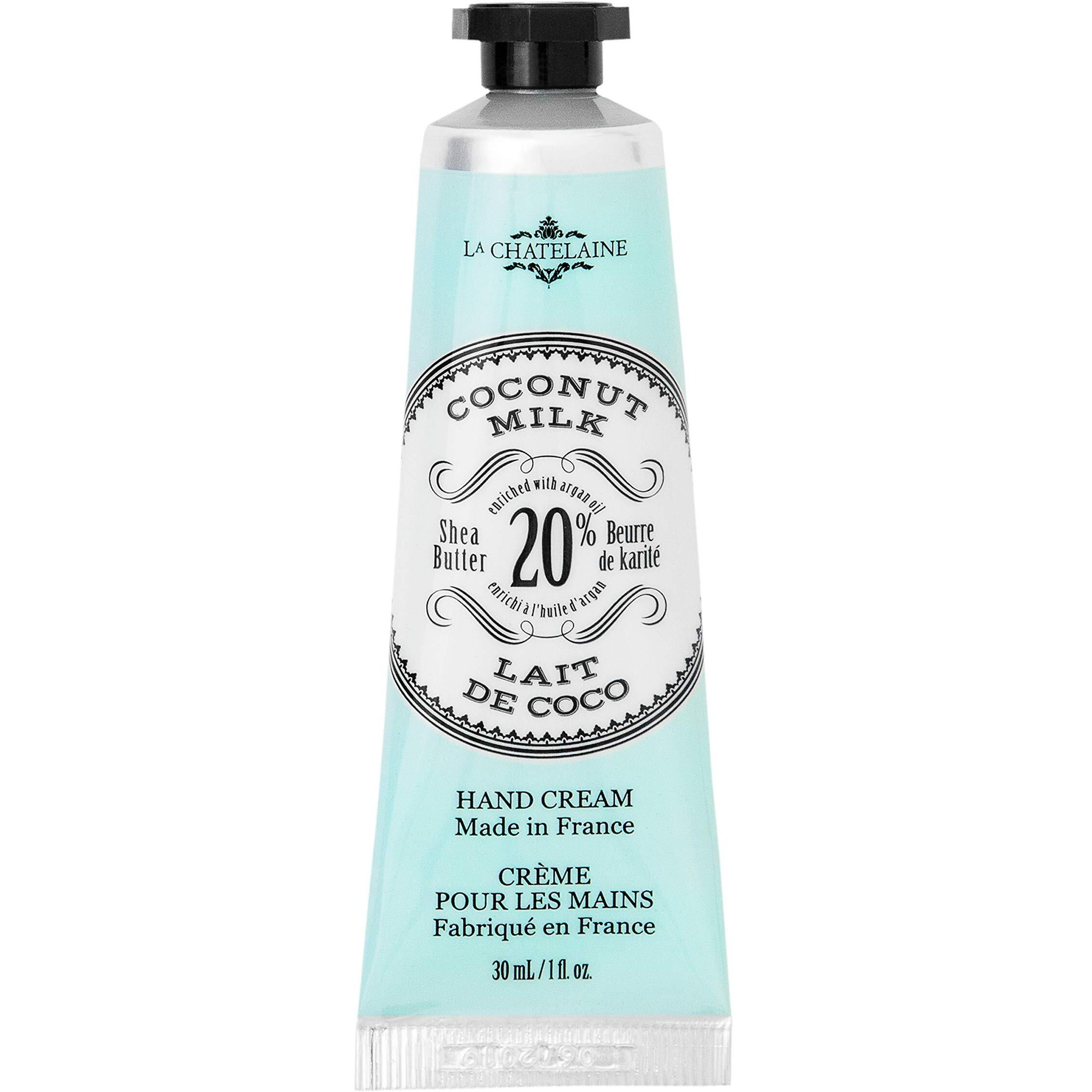 La Chatelaine 20% Shea Butter Hand Cream Travel Size, Organic Argan Oil, Moisturizing, Nourishing, Repairing, Extra-Rich Hand Lotion, Made In France, Paraben Free, 1 Oz / 30Ml (Coconut Milk)
